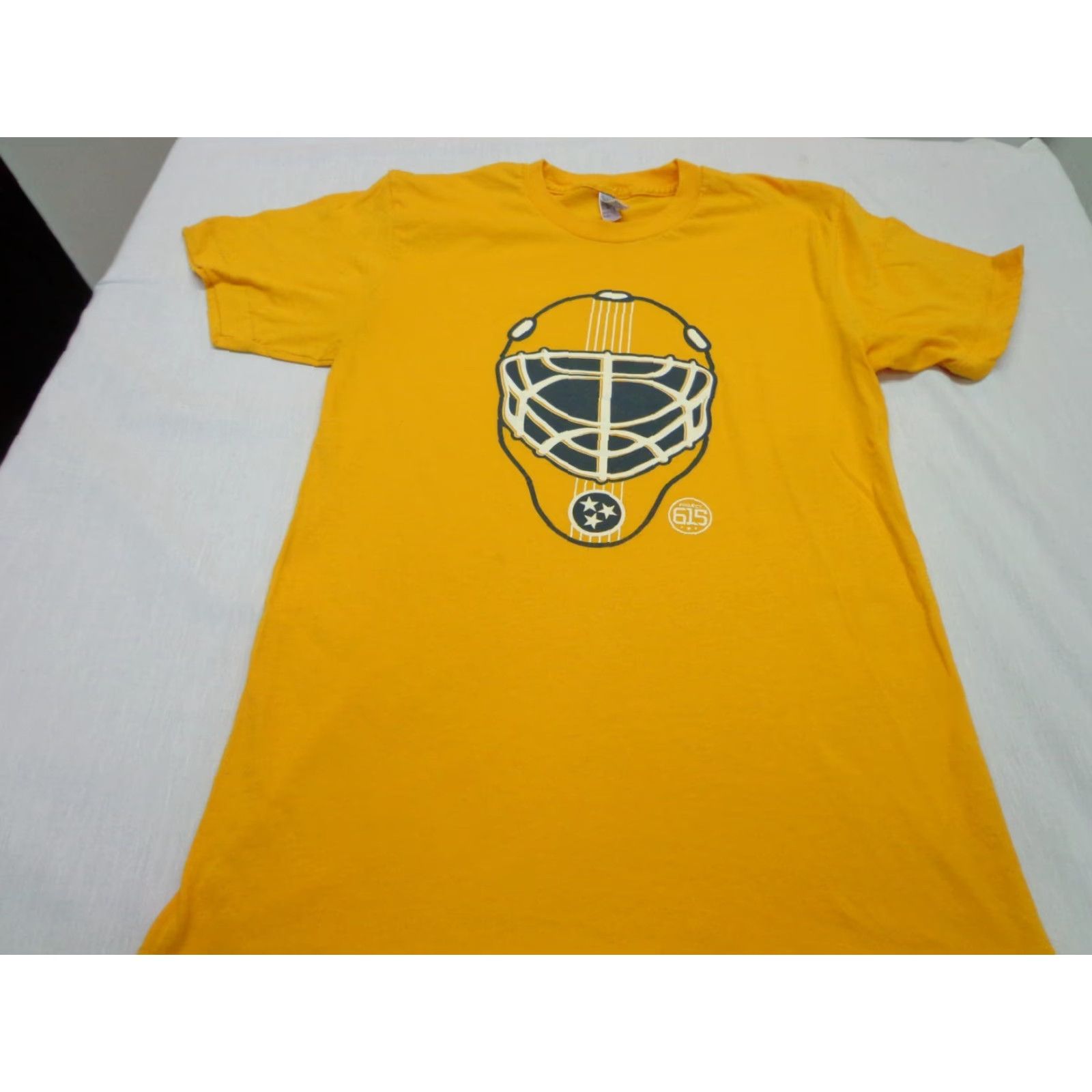 Vintage Project 615 HOCKEY MASK Yellow T-Shirt Size S Unisex Adults Short Sleeve Crew Neck Lightweight 50% Cotton Polyester Size US S / EU 44-46 / 1 - 2 Thumbnail