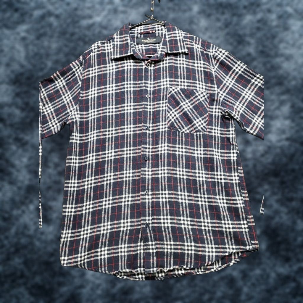 Vintage Tailor Vintage Flannel Shirt Mens XL Navy Plaid Button-Up Long Sleeve Cotton Blend All Seasons Shirt Size US XL / EU 56 / 4 - 1 Thumbnail