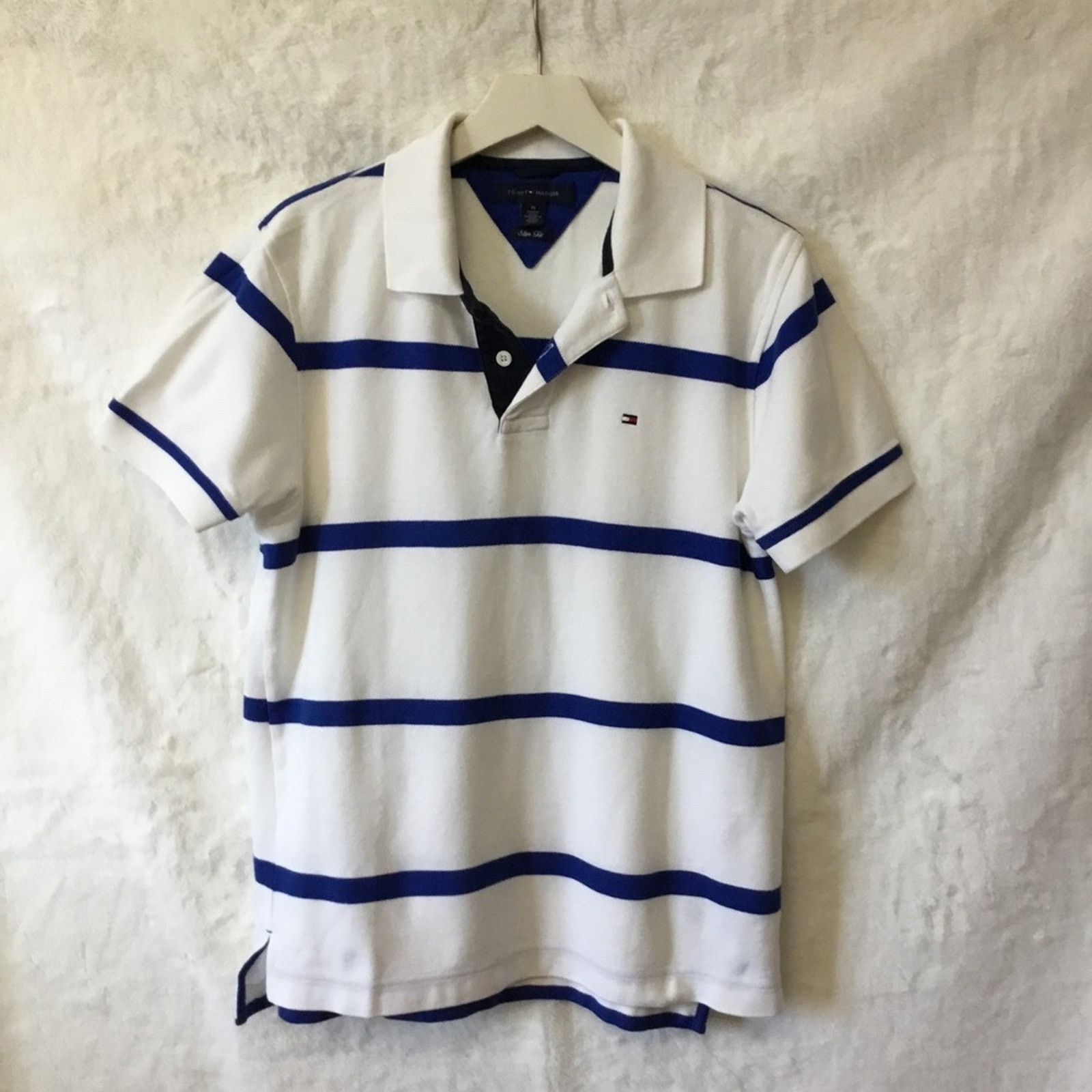 Tommy Hilfiger Tommy Hilfiger Men White Striped Polo Shirt Size US M / EU 48-50 / 2 - 1 Thumbnail
