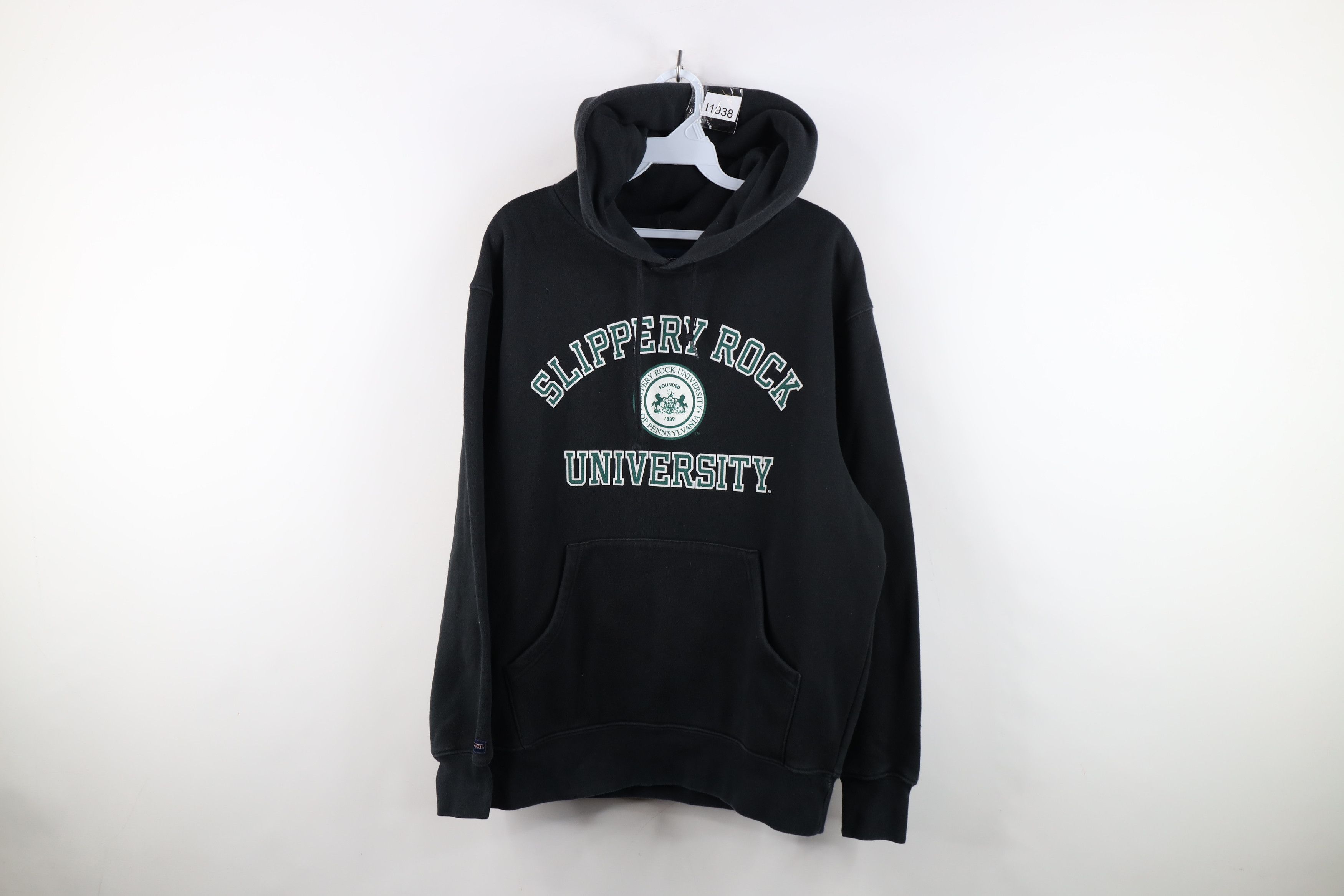 Vintage Vintage 90s Slippery Rock University Hoodie Sweatshirt Black Size US M / EU 48-50 / 2 - 1 Thumbnail