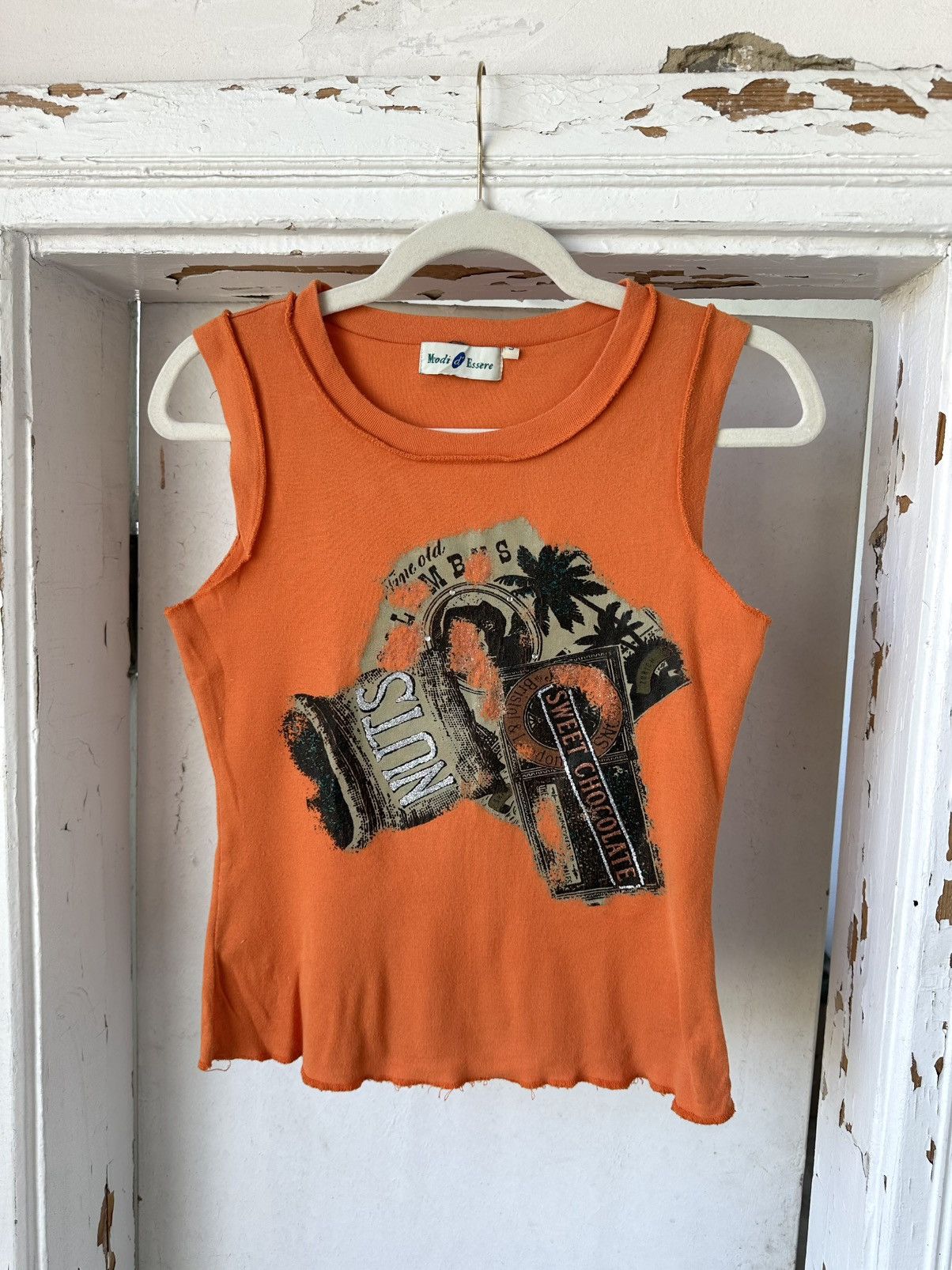 Vintage Vintage Printed Orange Top Size S / US 4 / IT 40 - 1 Thumbnail