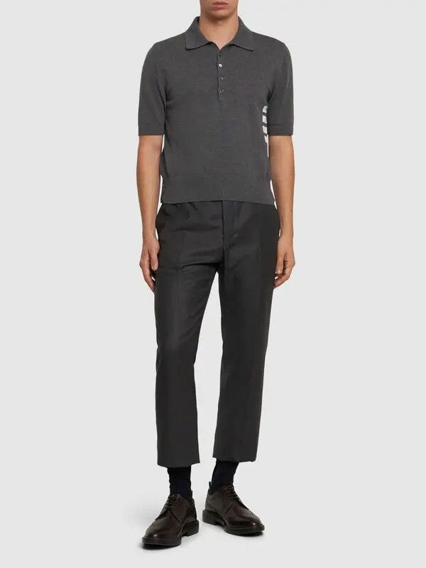 Thom Browne o1s22i1n1124 4-Bar knit Polo Shirt in Grey Size US M / EU 48-50 / 2 - 2 Thumbnail