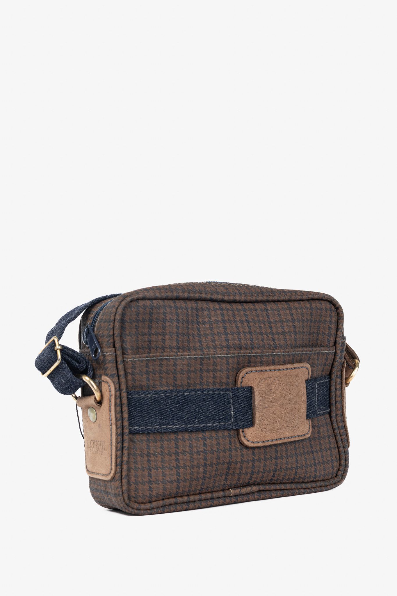 Loewe Loewe Brown Houndstooth-Canvas Leather-Trim Shoulder Bag Size ONE SIZE - 2 Thumbnail