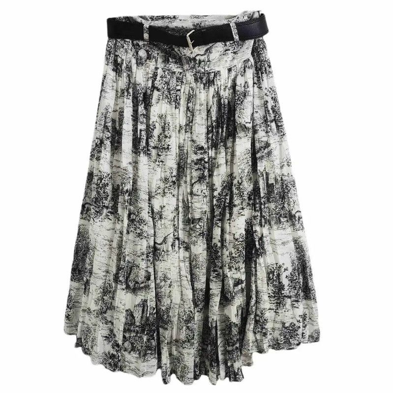 Dior Dior Color-Blocked Silk Midi Skirt 0089 Size 22" - 1 Thumbnail
