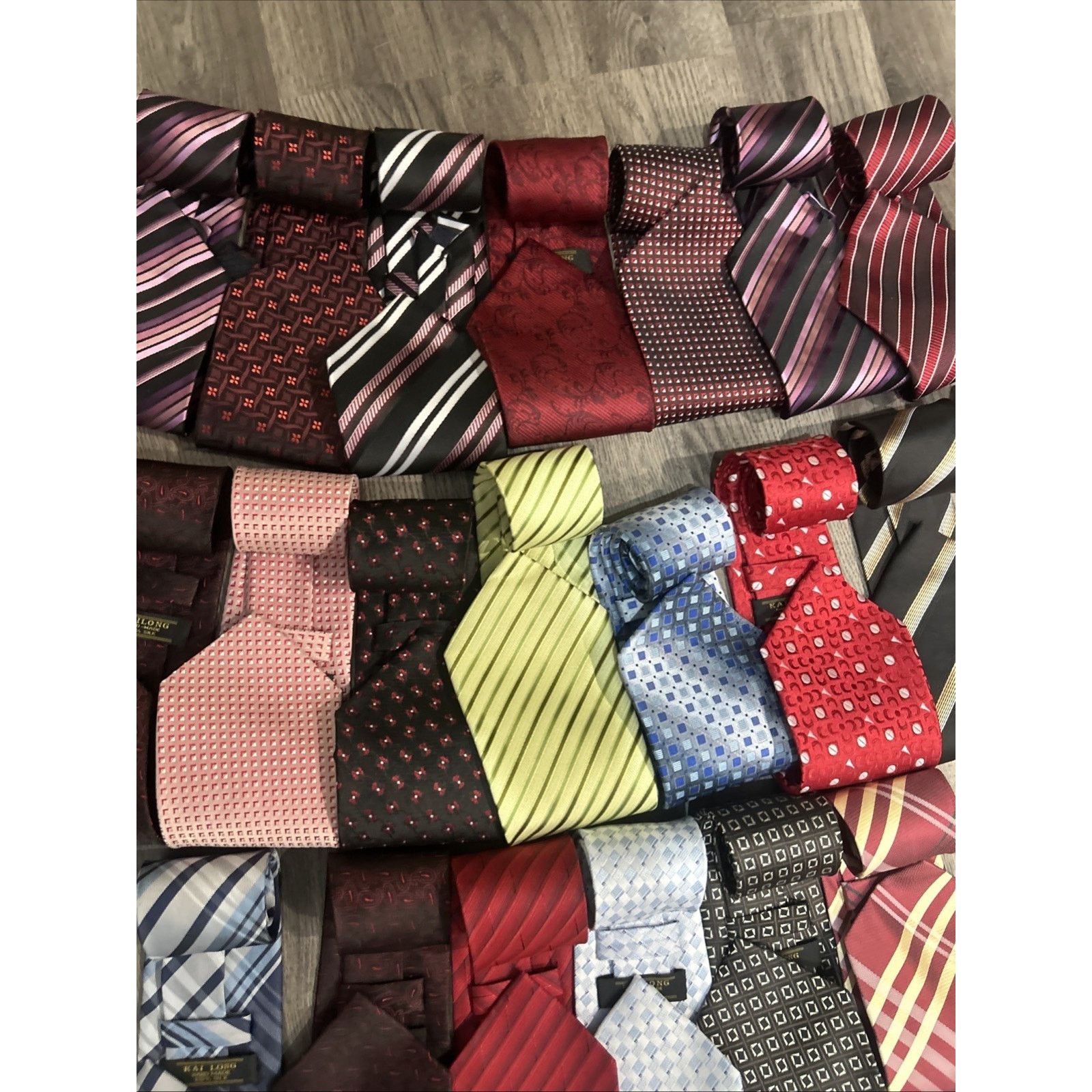 Kai Lot Of 21 Kai Long 100% Silk Ties Various Colors & Patterns Size ONE SIZE - 19 Thumbnail