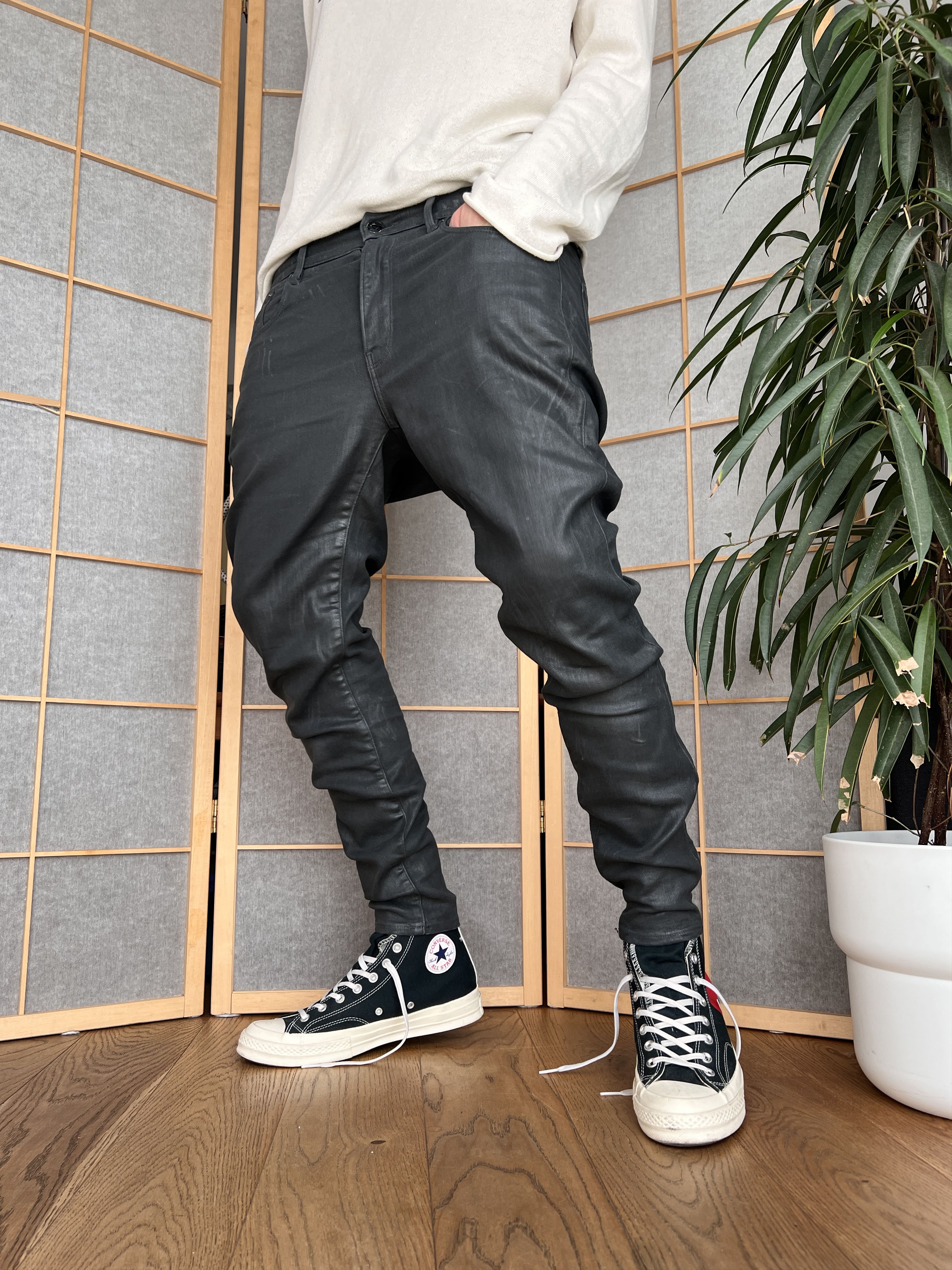 G-Star Sick G Star RAW 3301 faux leather pants waxed stretch skinny Size US 30 / EU 46 - 10 Thumbnail