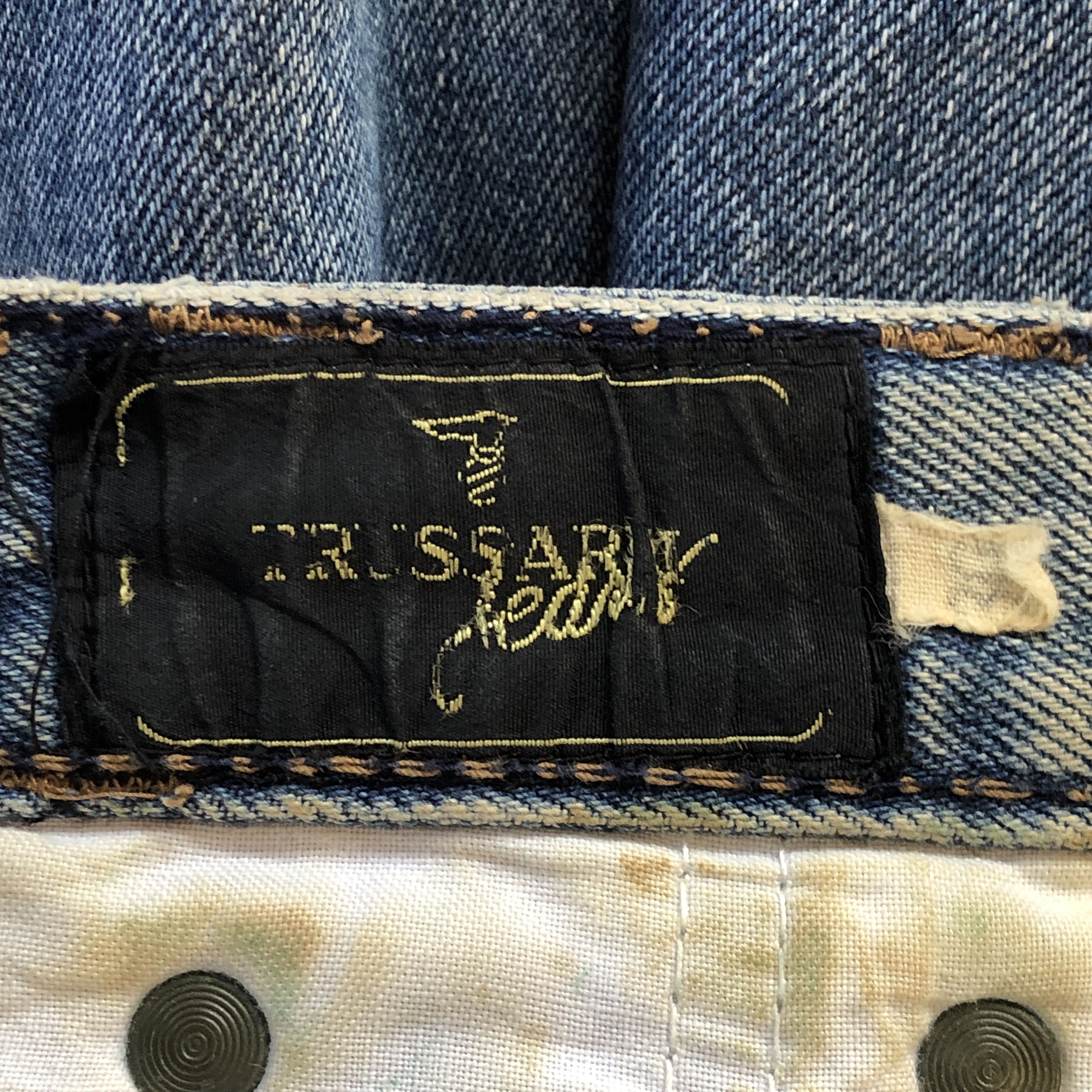 Trussardi Vintage Trussardi Embroidered Side Tape Baggy Jeans Size US 29 - 12 Thumbnail
