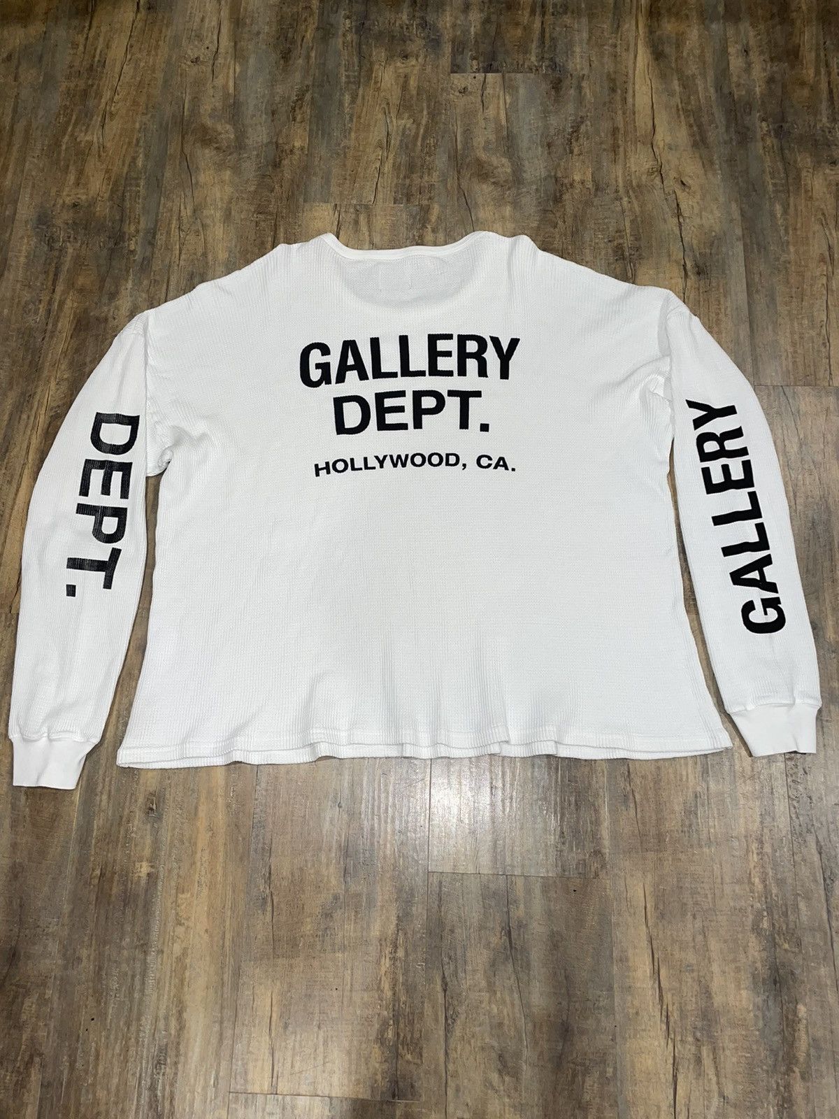 image of Gallery Dept White Thermal L/s Tee Souvenir Logo in White/Black, Men's (Size 2XL)