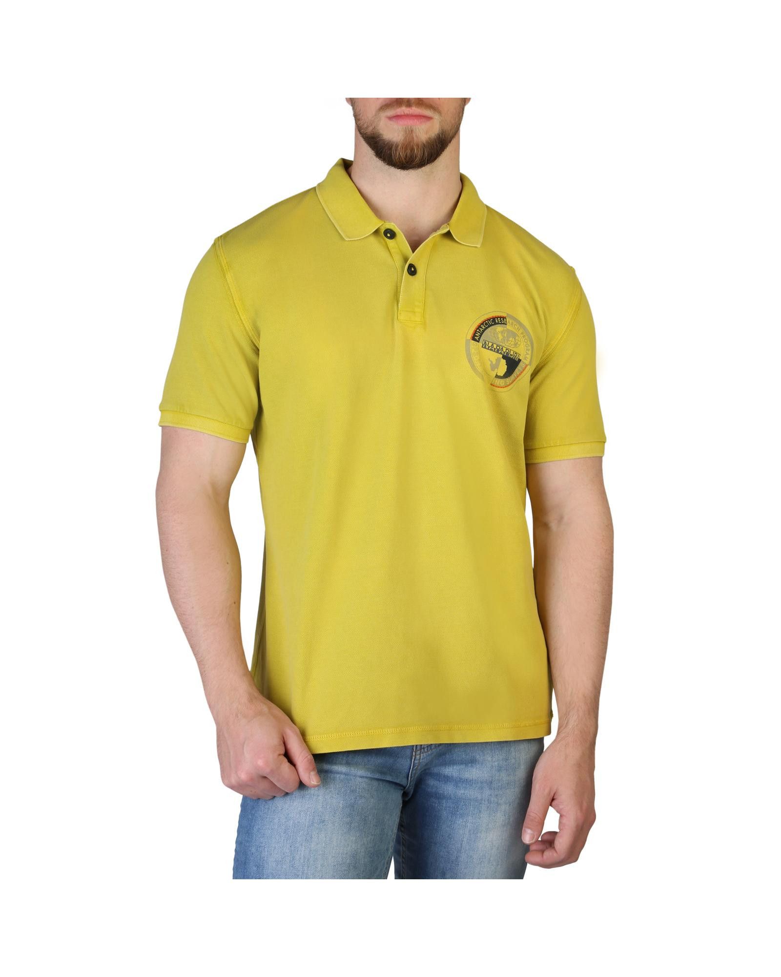 image of Napapijri Classic Cotton Polo Shirt With Button Fastening in Yellow, Men's (Size Small)