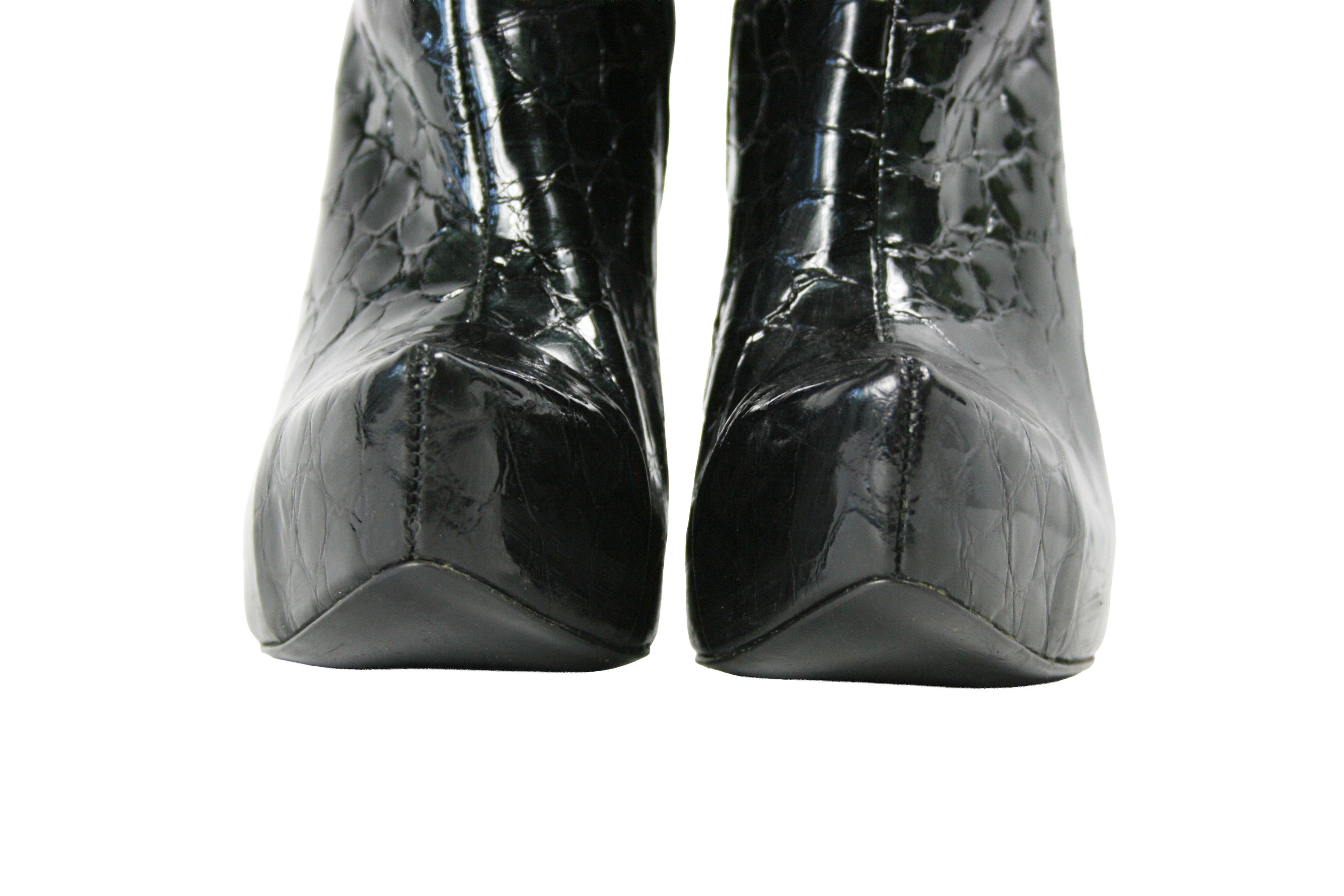 Japanese Brand Gianmarco Lorenzi Sexy Y2K "Reptile Print" Knee Boots Size US 7 / IT 37 - 4 Thumbnail
