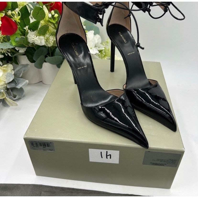 Tom Ford Tom Ford Black Patent Leather ankle tie 105mm pumps size 41 Size US 11 / IT 41 - 4 Thumbnail