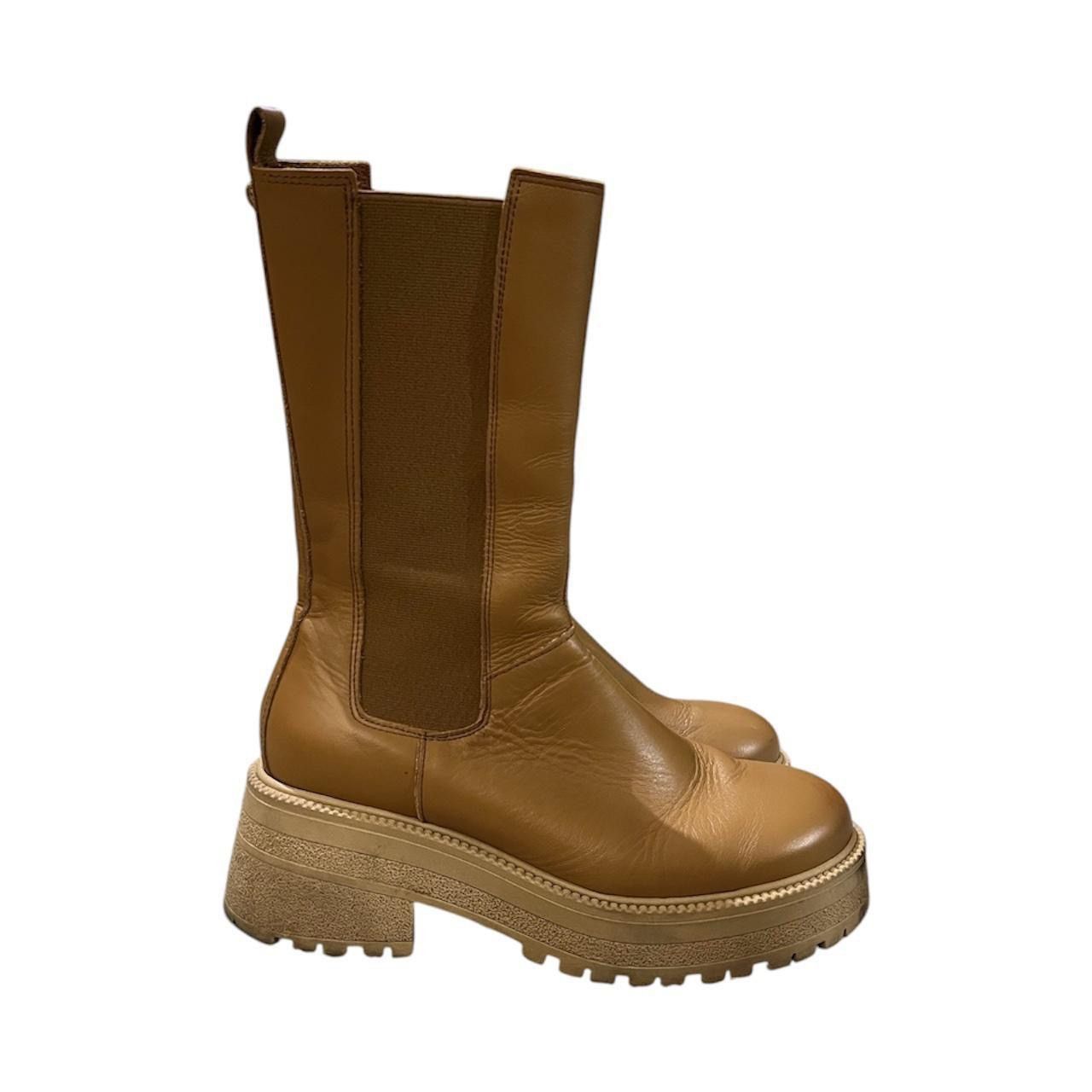Other Tan leather rubber block platform boots Size US 8 / IT 38 - 6 Thumbnail