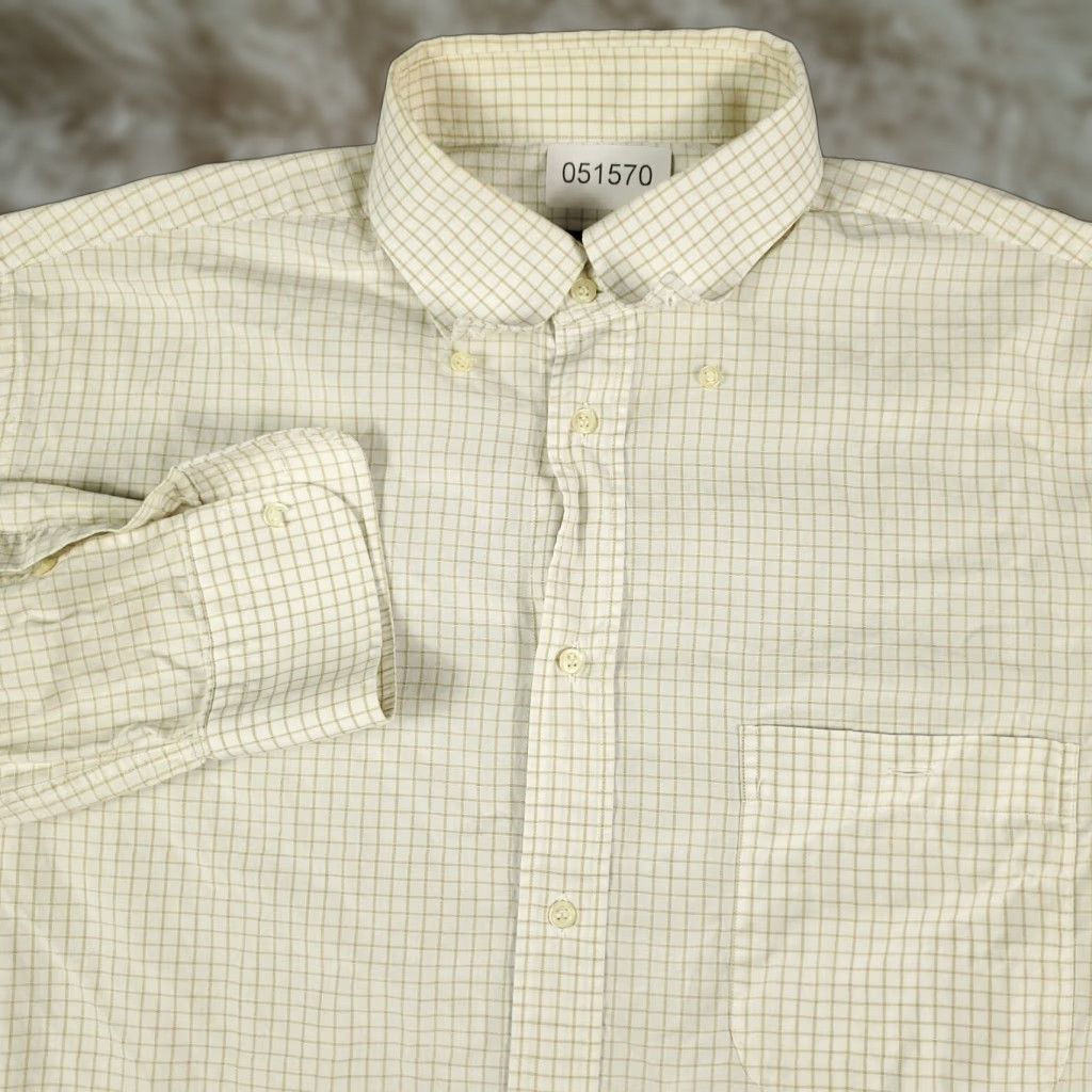 Paul & Shark VINTAGE Paul Smith Dress Shirt Mens Size 17 Long Sleeve Check Beige Cotton Business Casual Formal Size 46R - 1 Thumbnail