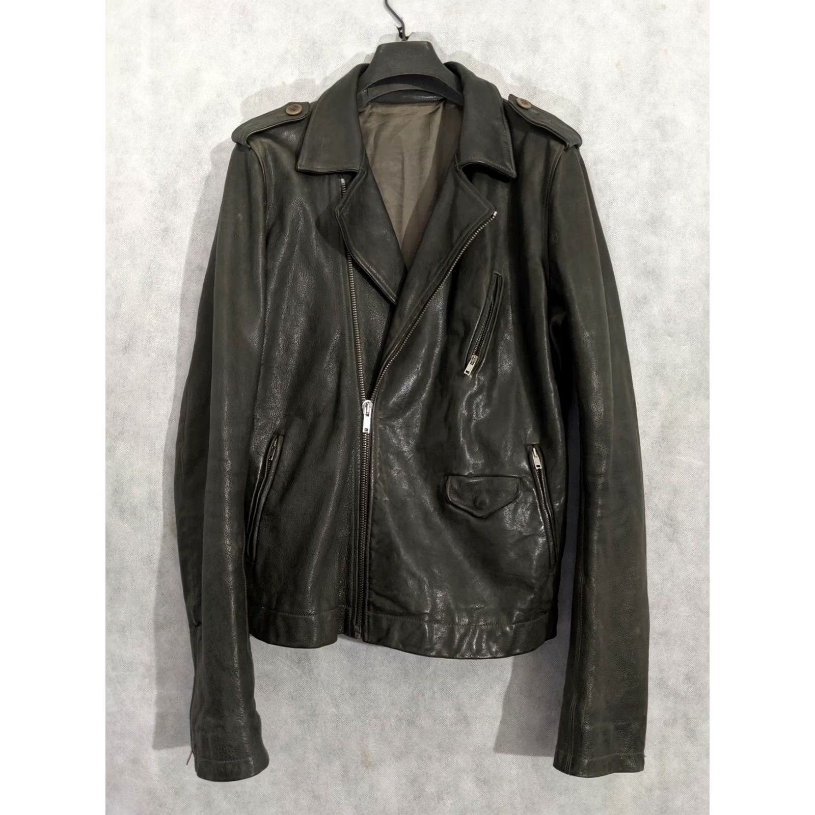 Rick Owens Rick Owens Stooges Archival Early Heavy Leather Moto Punk Jacket - Medium - Gray - Motorcycle Size US M / EU 48-50 / 2 - 2 Thumbnail