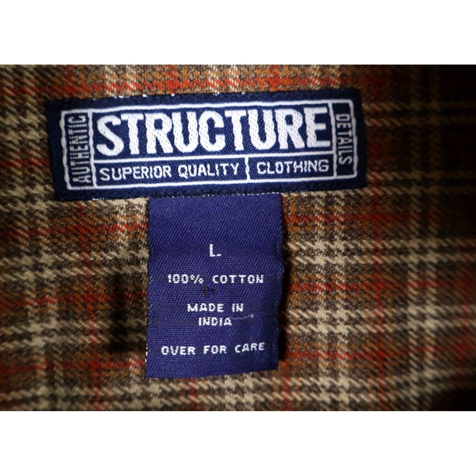 Vintage VINTAGE Structure Flannel Shirt Men's Large Brown Plaid Lightweight Relaxed Fit 90s Size US L / EU 52-54 / 3 - 3 Thumbnail