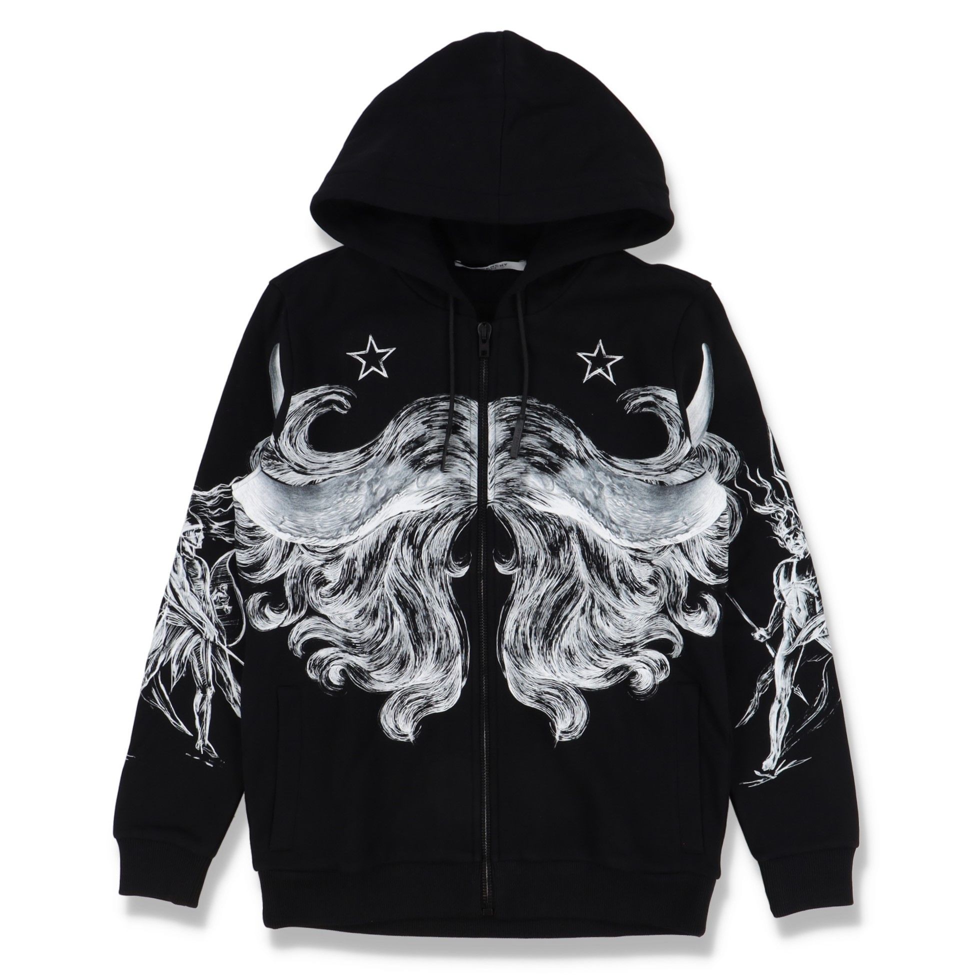 Black Horns and Stars Zip Hoodie