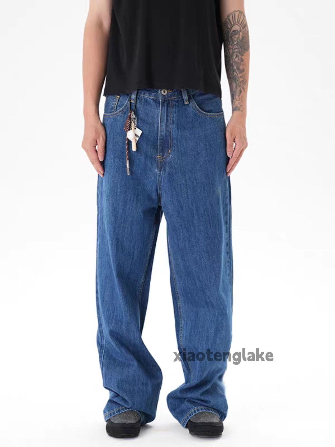 Jean Unisex washed faded loose baggy skate hiphop jeans Size US 36 / EU 52 - 6 Thumbnail