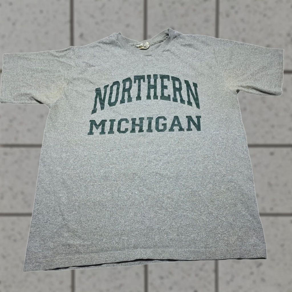 Vintage VINTAGE Northern Michigan University The Cotton Exchange T Shirt Large Made In USA 90's Cre w Neck Short Sleeve Cotton Gray Men Regular XS? Size US L / EU 52-54 / 3 - 1 Thumbnail
