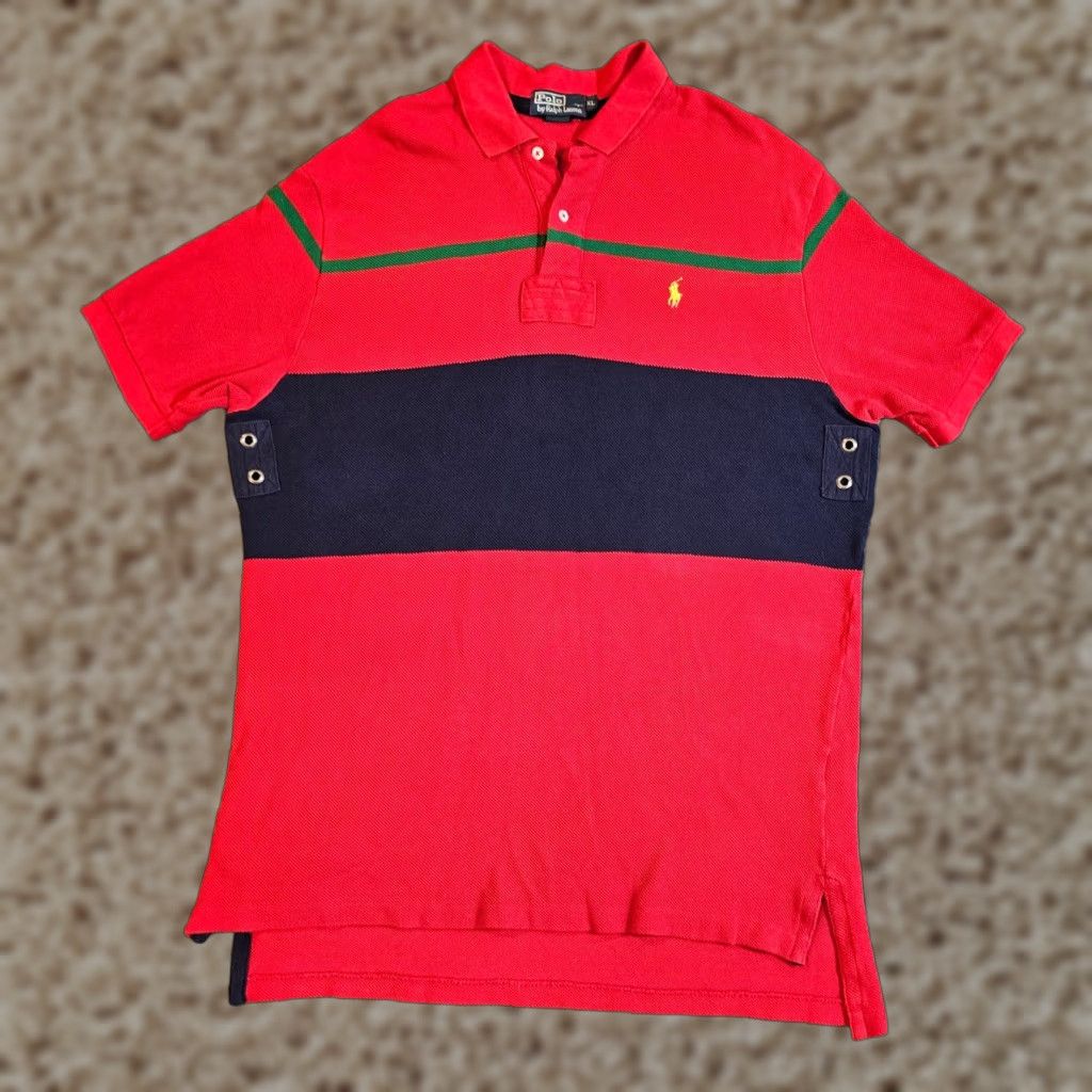 Polo Ralph Lauren VINTAGE Lauren Ralph Lauren Shirt Mens XL Red Striped Coloblocked Knit Casual Preppy Size US XL / EU 56 / 4 - 1 Thumbnail