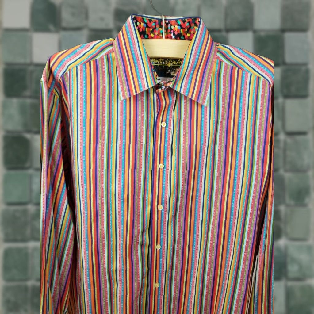 Robert Graham Robert Graham Striped Long Sleeve Shirt XL Multicolor Dress Shirt Men Slim Pattern Colorful 90s Size US L / EU 52-54 / 3 - 1 Thumbnail