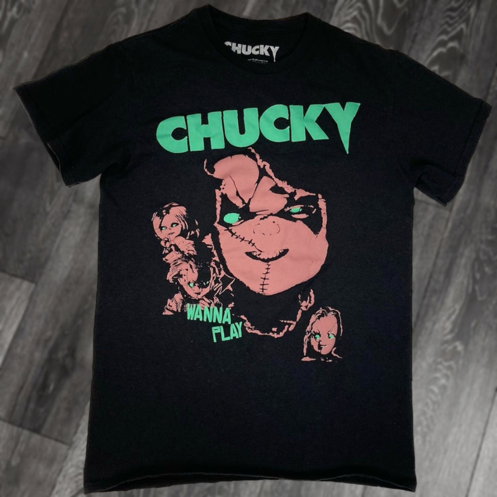 Vintage Chucky Shirt Women Small Black Short Sleeve Crew Neck Pullover T-Shirt Halloween Horror Movie Size S / US 4 / IT 40 - 1 Thumbnail