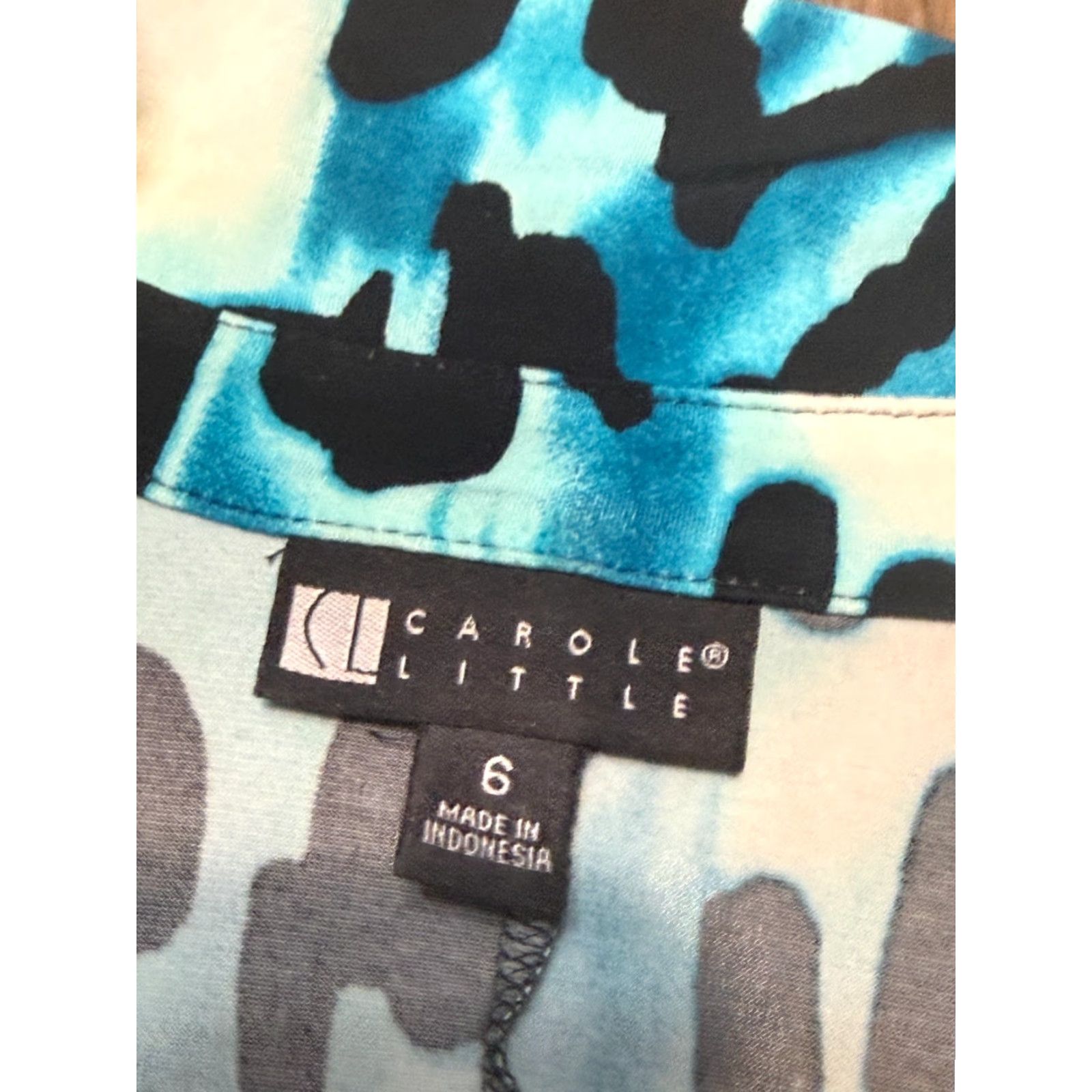Vintage Carole Little Dress Women's Size 6 Blue Black Geometric Long Sleeve Dress Size M / US 6-8 / IT 42-44 - 5 Thumbnail