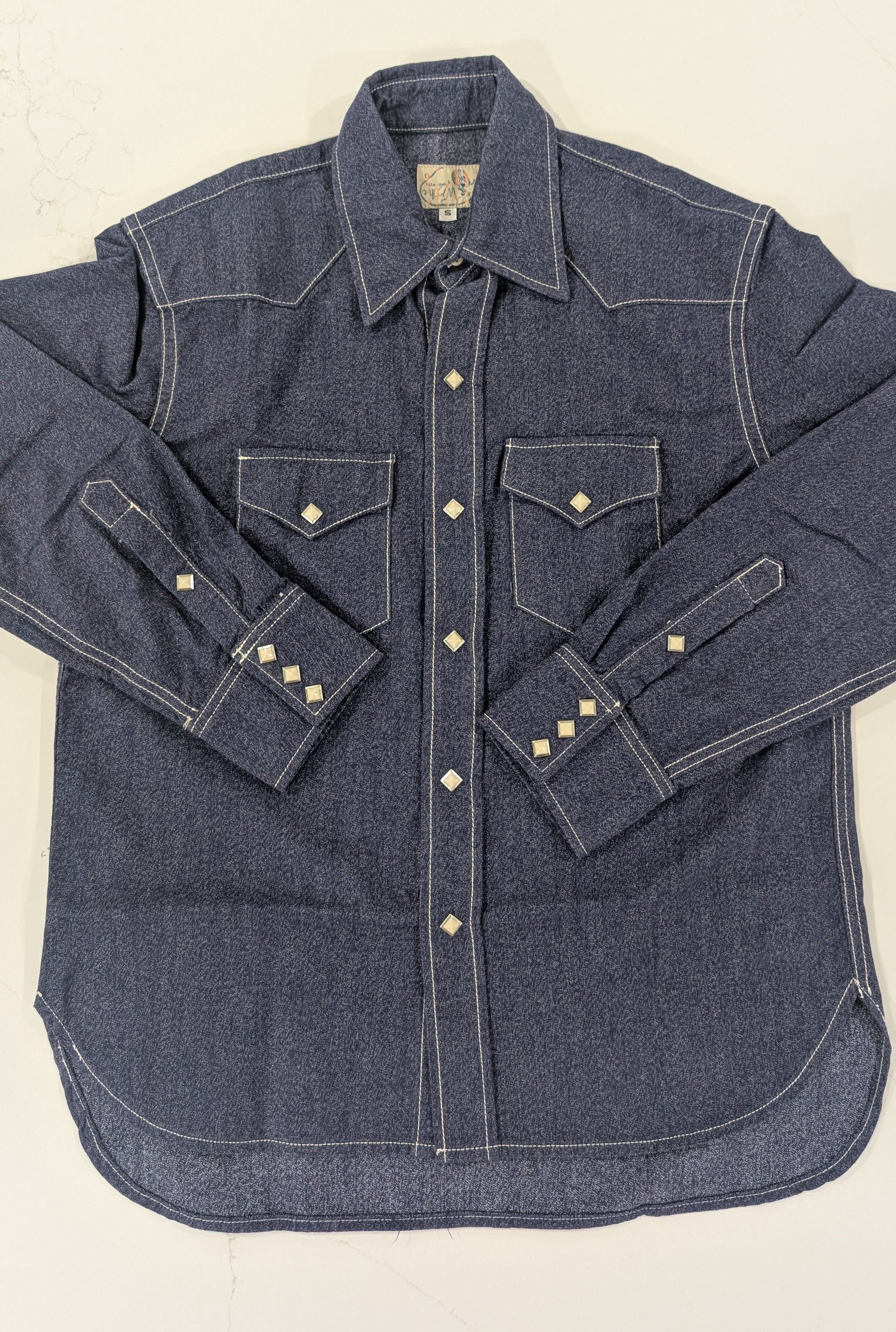 WYTHE Wythe Pearlsnap Shirt in Indigo Blue Jasp Cotton USA Made Size US M / EU 48-50 / 2 - 1 Thumbnail