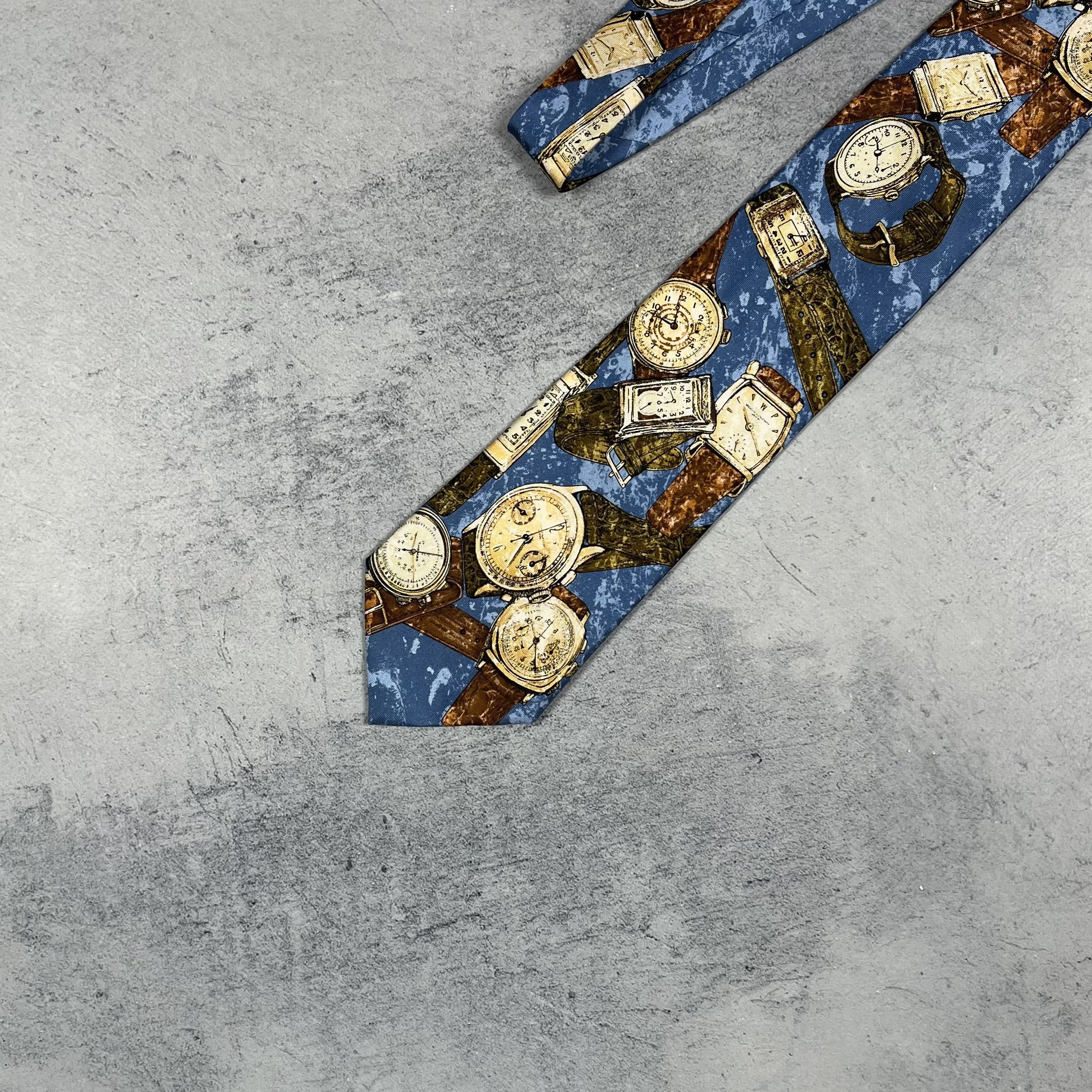 Hugo Boss Vintage Hugo Boss Watch Print Silk Tie 90’s Size ONE SIZE - 2 Thumbnail