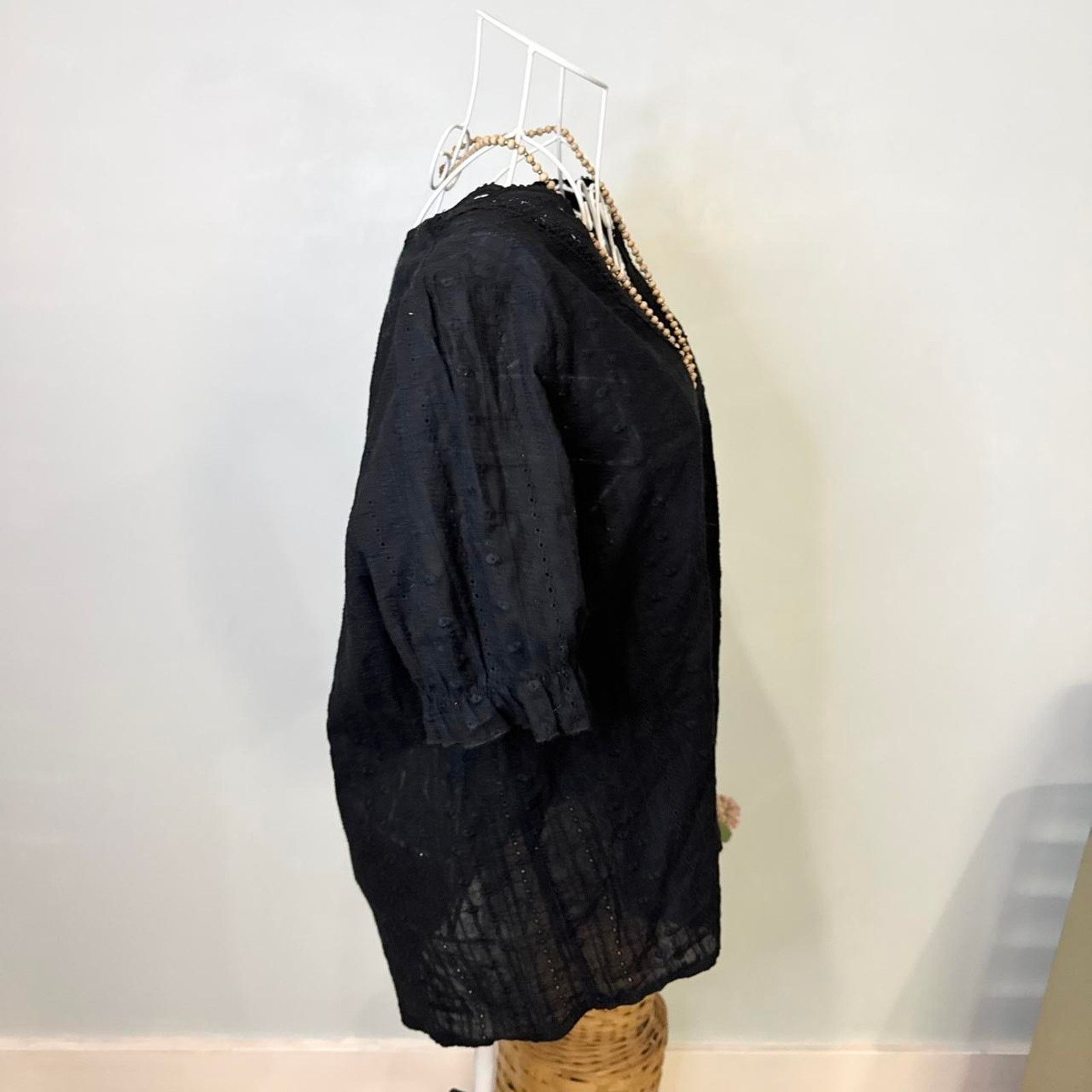 Other Stunning vintage y2k black eyelet lace babydoll blouse top Size L / US 10 / IT 46 - 3 Thumbnail