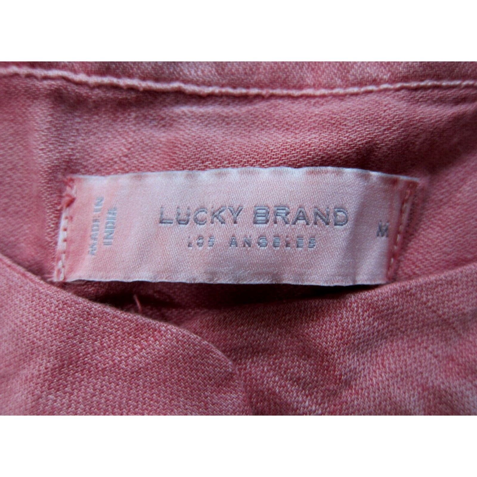 Lucky Brand Lucky Brand Pink Blouse Women Medium Crew Neck Long Sleeve Pocket Cotton Rayon Size M / US 6-8 / IT 42-44 - 3 Thumbnail