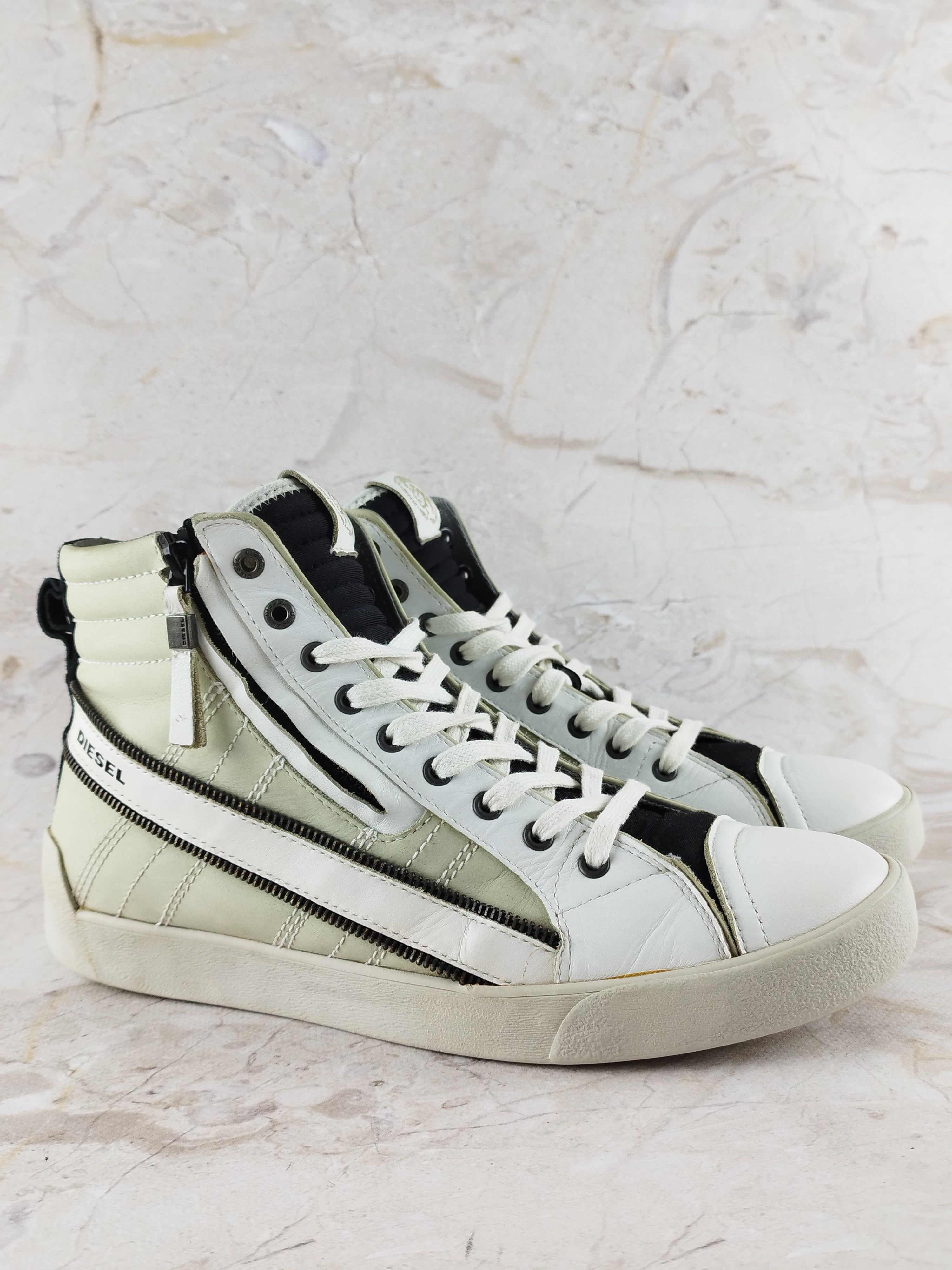 Diesel Diesel D-string High Trainers leather side zip Size US 9 / EU 42 - 1 Thumbnail