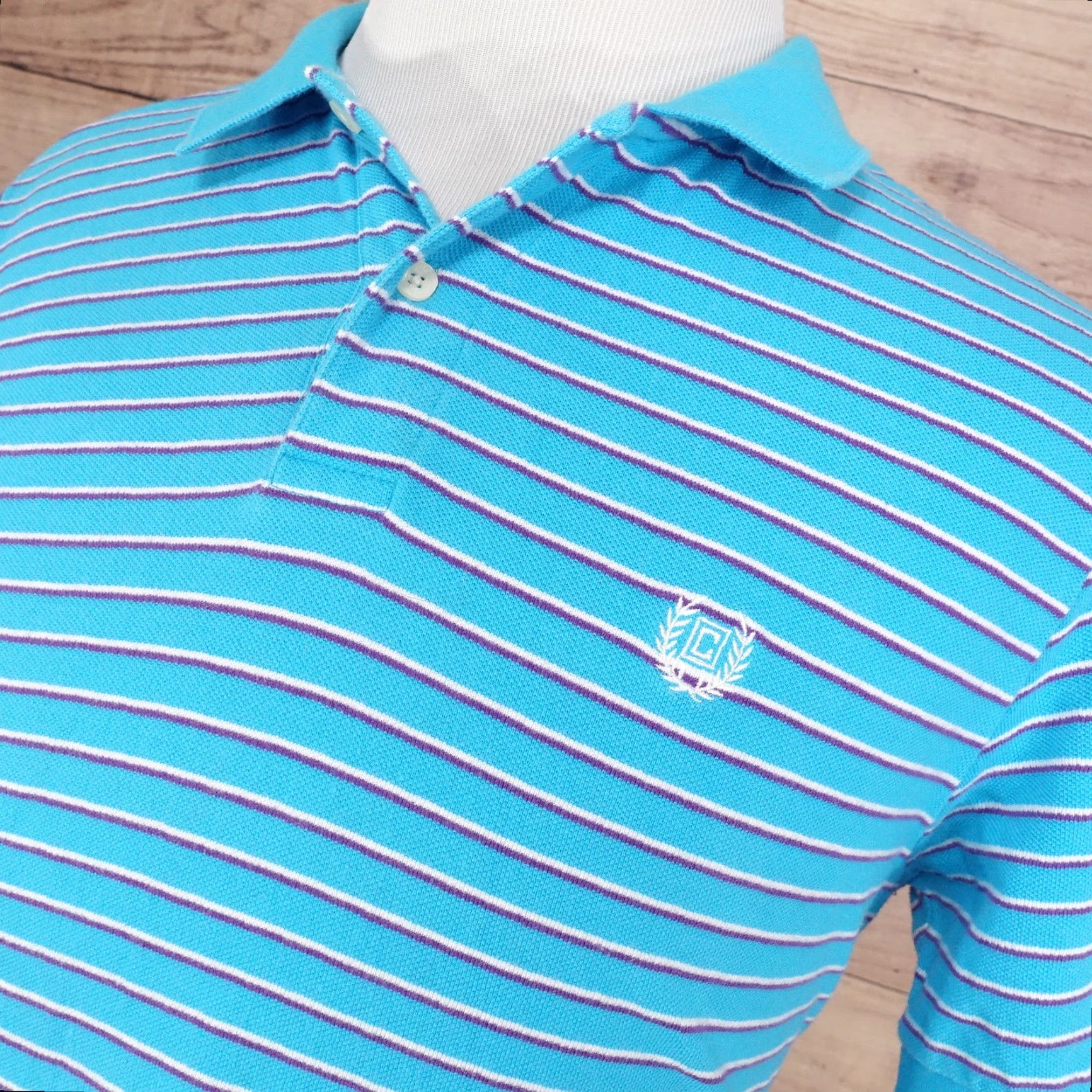 Chaps VINTAGE Chaps Men's Polo Shirt Short Sleeve Blue Striped Cotton Size M Size US M / EU 48-50 / 2 - 2 Thumbnail