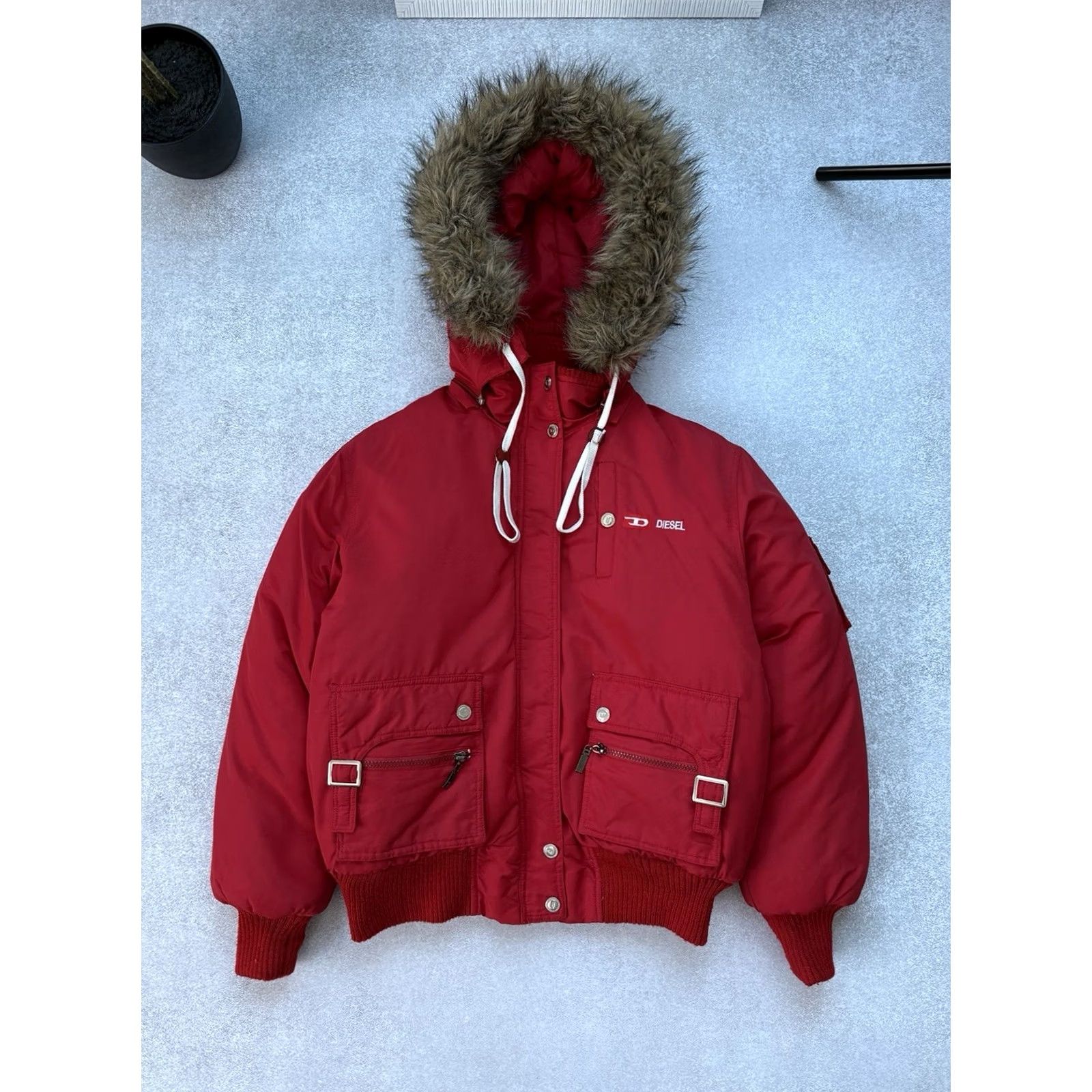 Diesel VINTAGE Diesel Bomber Jacket Unisex S Red Nano Nylon Faux Fur Y2K Japan Style 90s City Diesel Japan Style Size US S / EU 44-46 / 1 - 2 Thumbnail