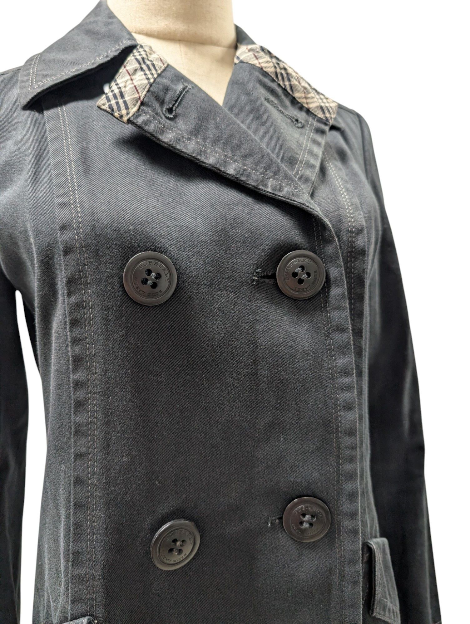 Burberry Black Cotton Mid-Length Jacket Size S / US 4 / IT 40 - 3 Thumbnail