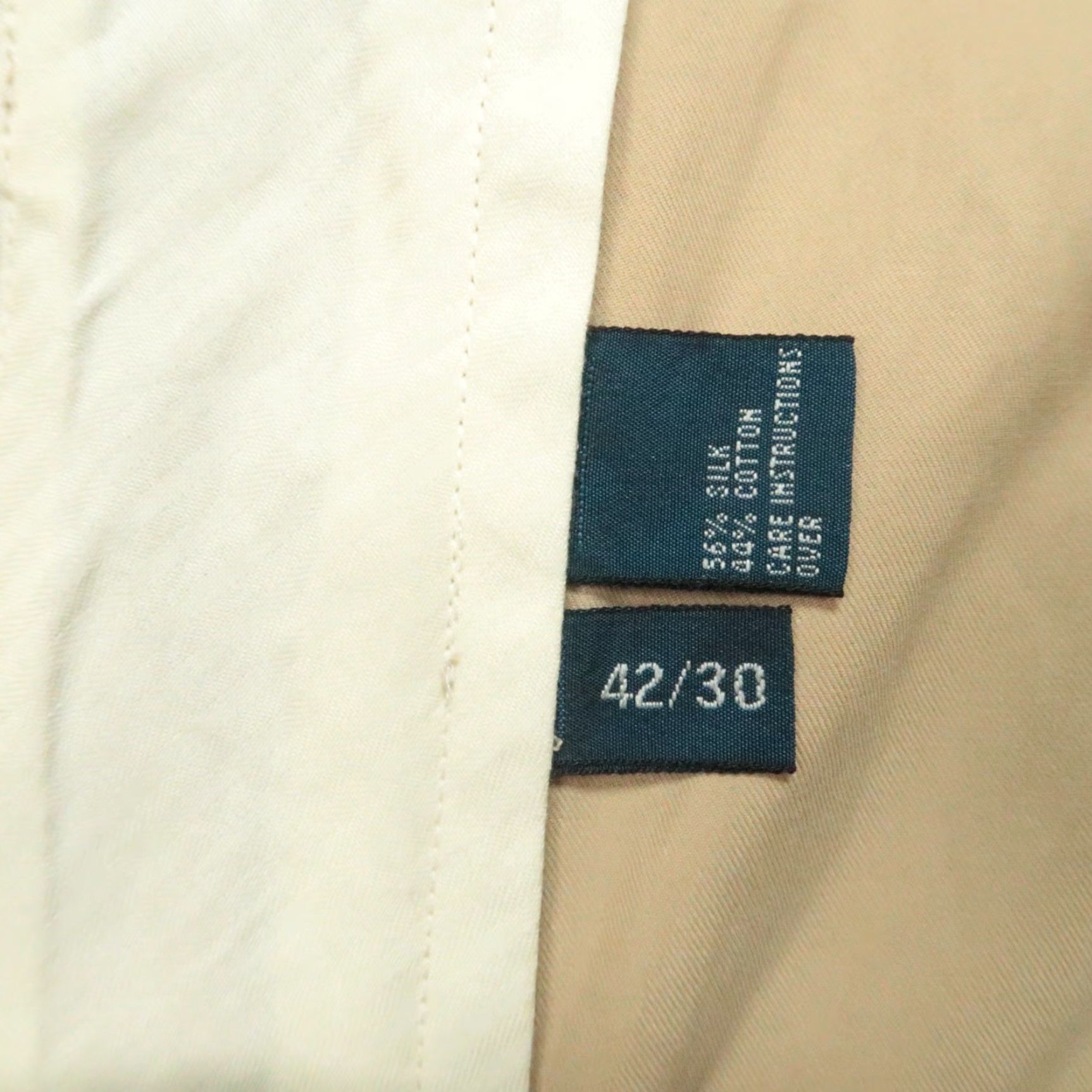 Polo Ralph Lauren VINTAGE Polo Ralph Lauren Pants Men 42x30 Khaki Tan Silk Cotton Pleated Cuffed Size US XL / EU 56 / 4 - 5 Thumbnail
