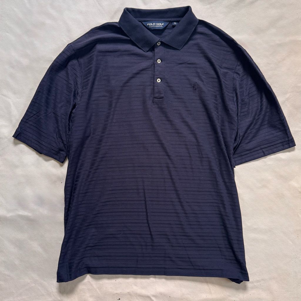 Polo Ralph Lauren Ralph Lauren Polo Golf Vintage Navy Textured Stripes XL Size US XL / EU 56 / 4 - 1 Thumbnail