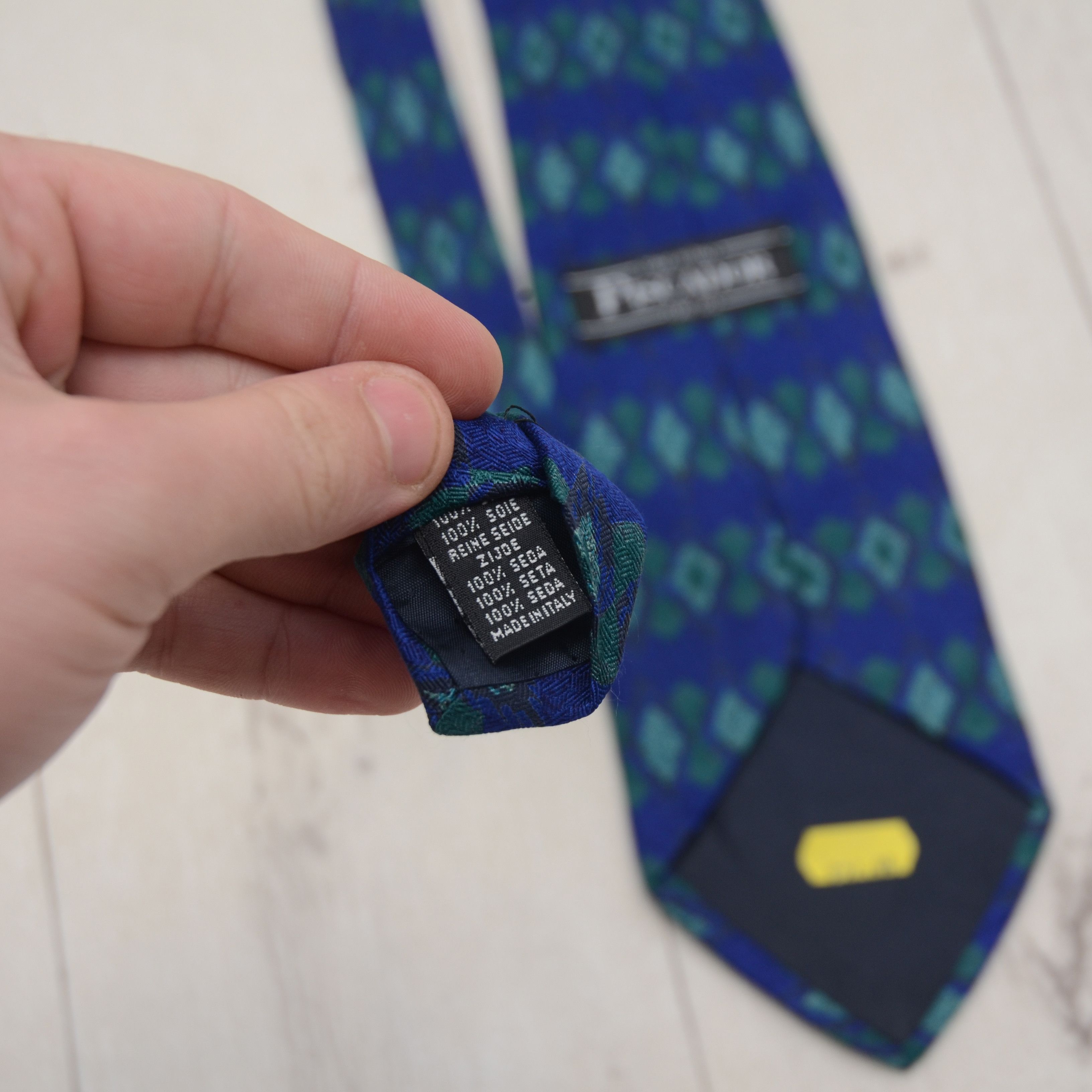 Vintage VINTAGE PISCADOR BLUE Geometric Print 100% SILK TIE Size ONE SIZE - 11 Thumbnail
