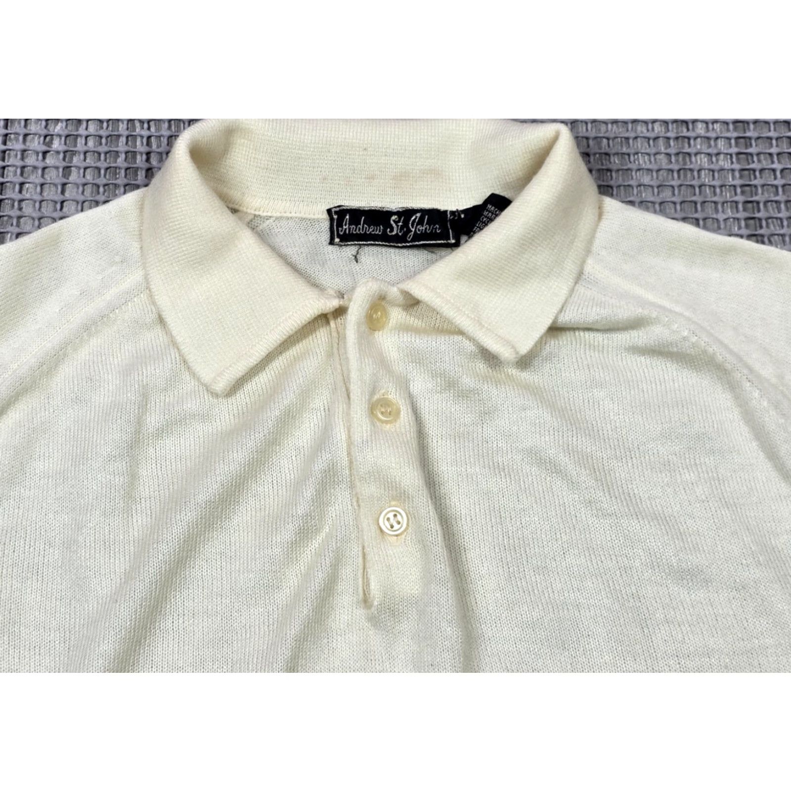 Vintage VINTAGE Andrew St. John Tan Striped Knit Polo Sweater M Loop Collar Shirt Mens Size US M / EU 48-50 / 2 - 6 Thumbnail