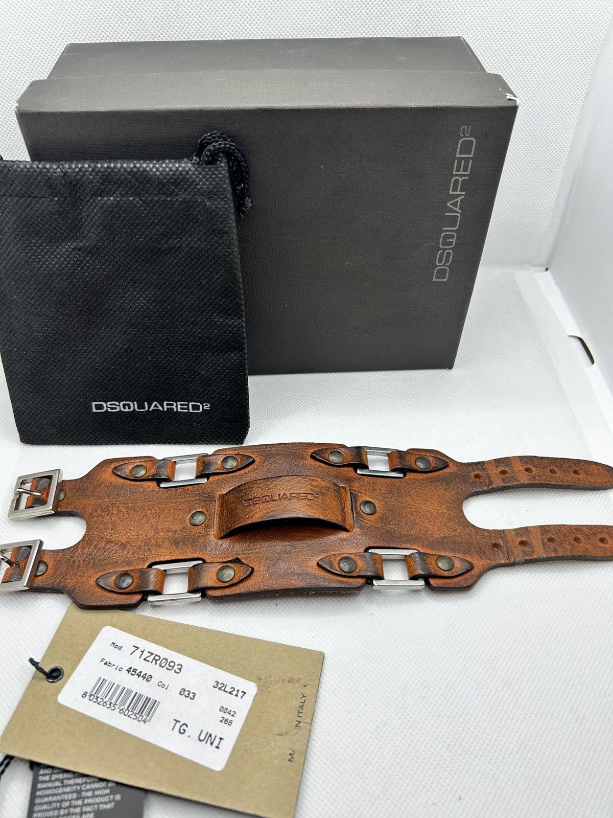 Dsquared2 DSQUARED2 NWT Brown Leather Cuff Bracelet Wristband Size ONE SIZE - 3 Thumbnail