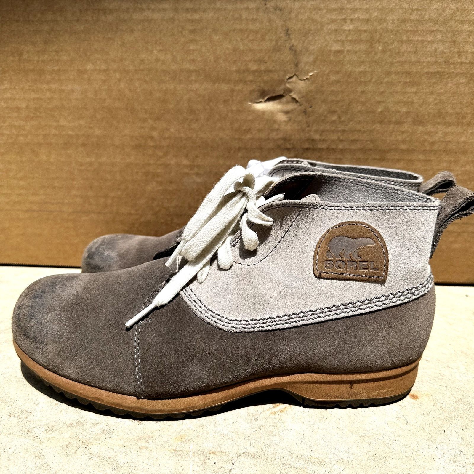 Sorel Greely Chukka Boots Lace Up Suede Leather Sage Gray 7 display picture 3