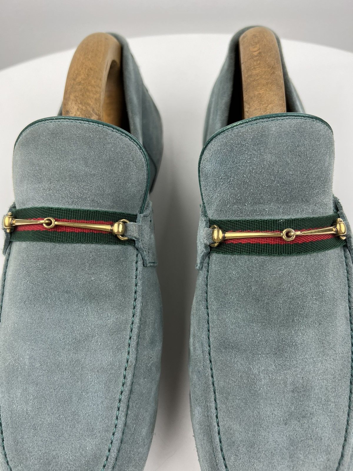 Gucci GUCCI Loafers Suede Slip Ons Shoes HORSEBIT Web Stripe Blue Size US 9.5 / EU 42-43 - 10 Thumbnail