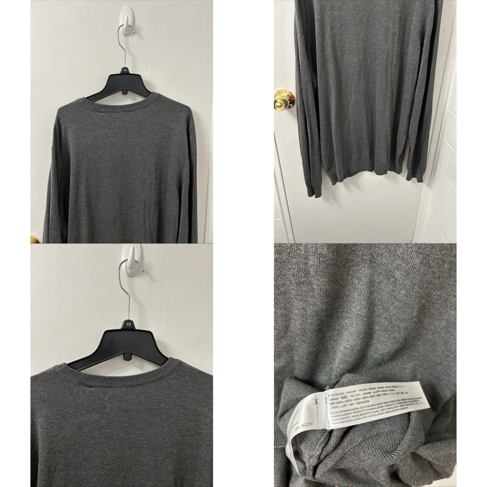 ASH Porter & Ash Sweater Mens 2XL Gray Pullover Crewneck L/S Lightweight Stretch Knit Designer Mens Regular Size 2XL Gray Crew Neck Solid Size US XXL / EU 58 / 5 - 8 Thumbnail