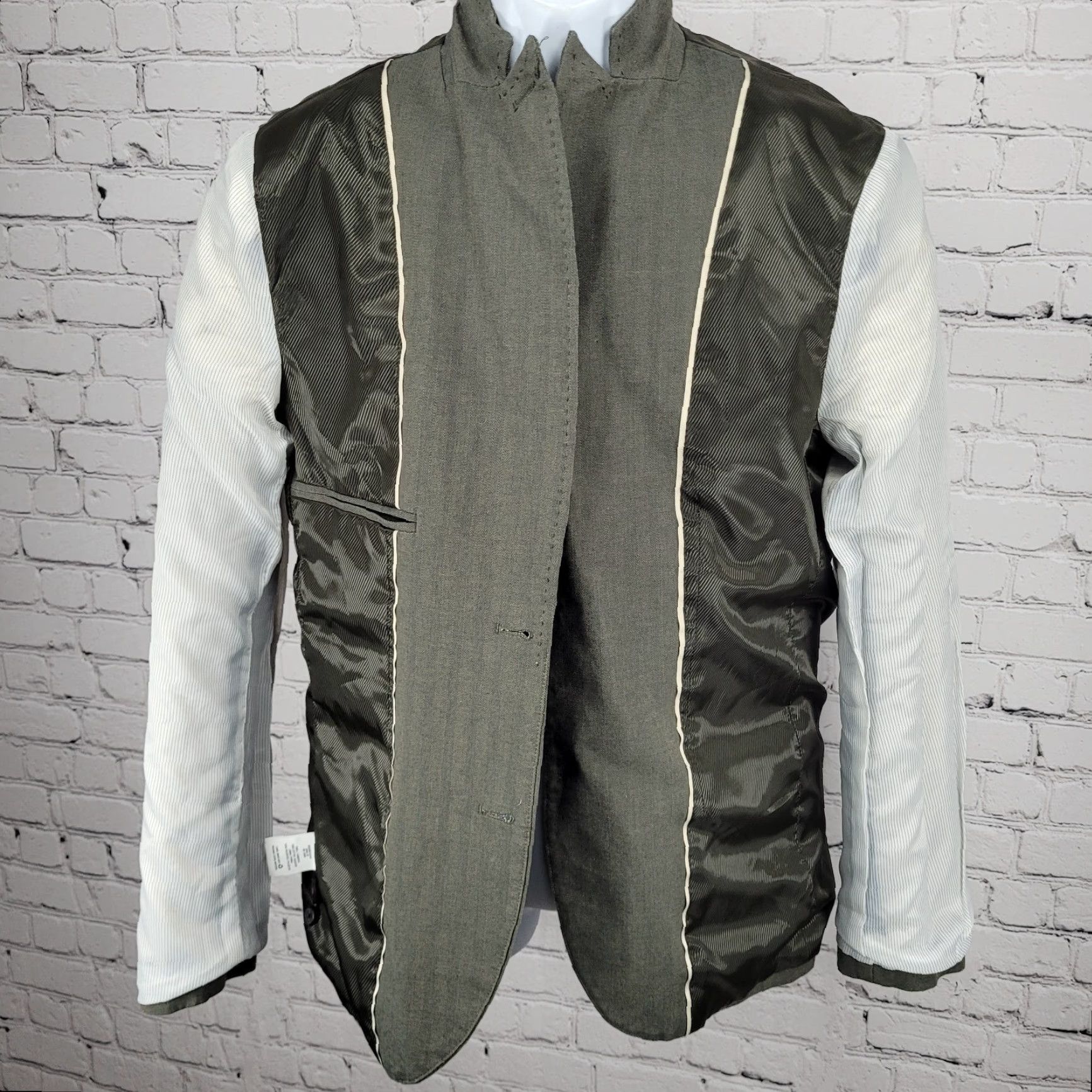 Vintage Structure Green Slim Fit 2 Button Peak Blazer Sport Coat Medium M Size 40R - 6 Thumbnail