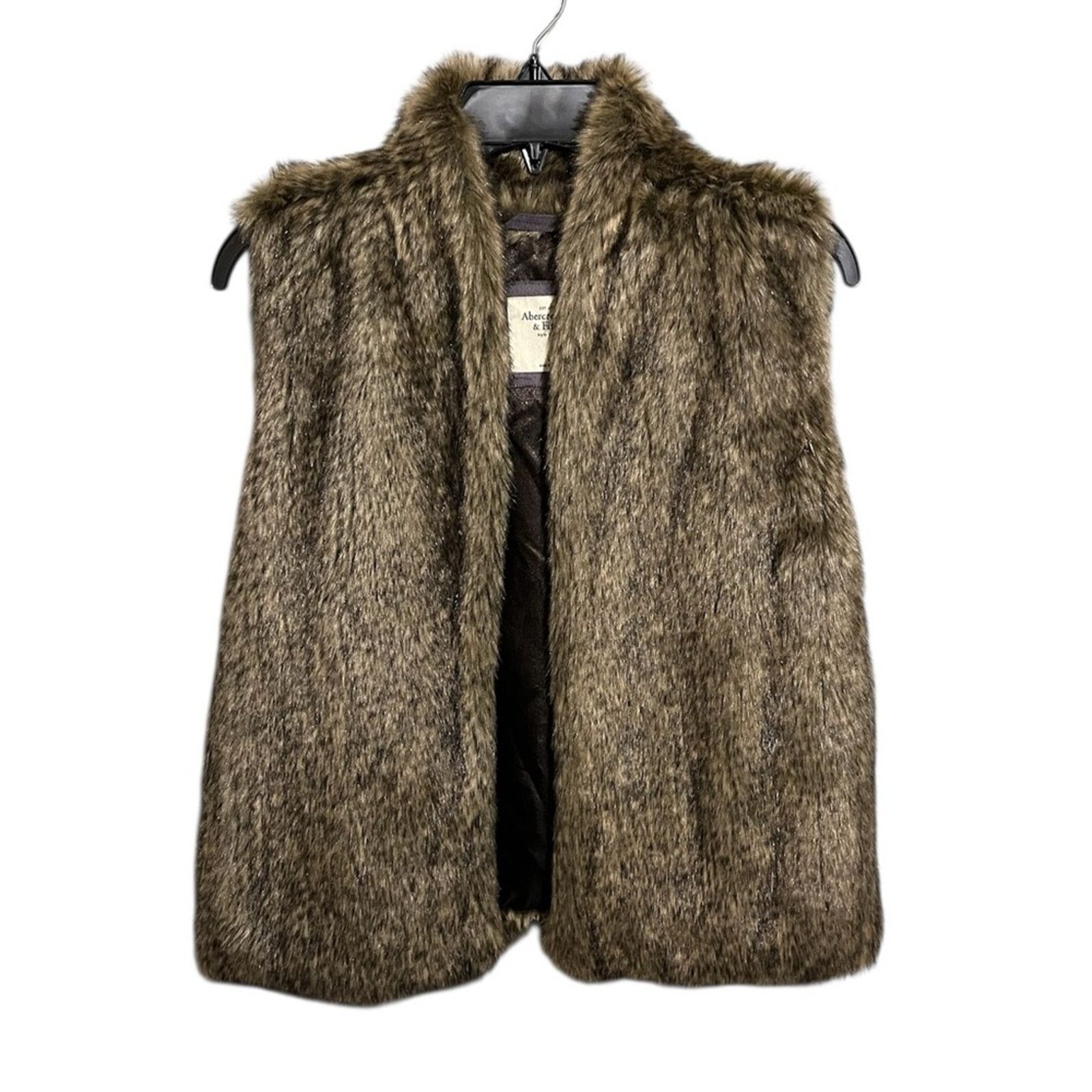 Abercrombie & Fitch Abercrombie & Fitch Women's Sz L Faux Fur Brown Vest Lined Size L / US 10 / IT 46 - 1 Thumbnail