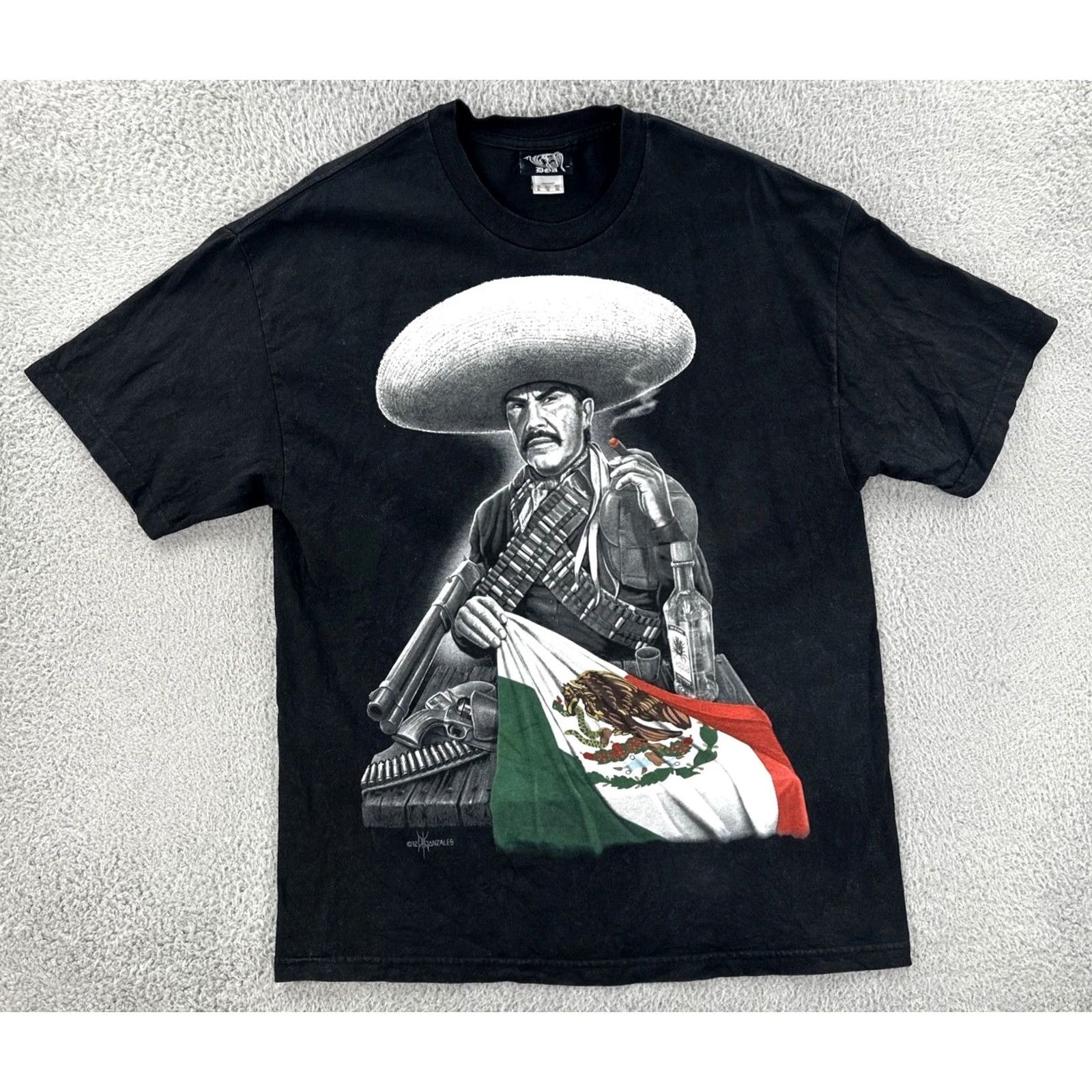 Vintage VINTAGE DGA T-Shirt Mens Graphic Print Black XL Short Sleeve Crew Neck Vicente Fernandez Art Size US XL / EU 56 / 4 - 2 Thumbnail