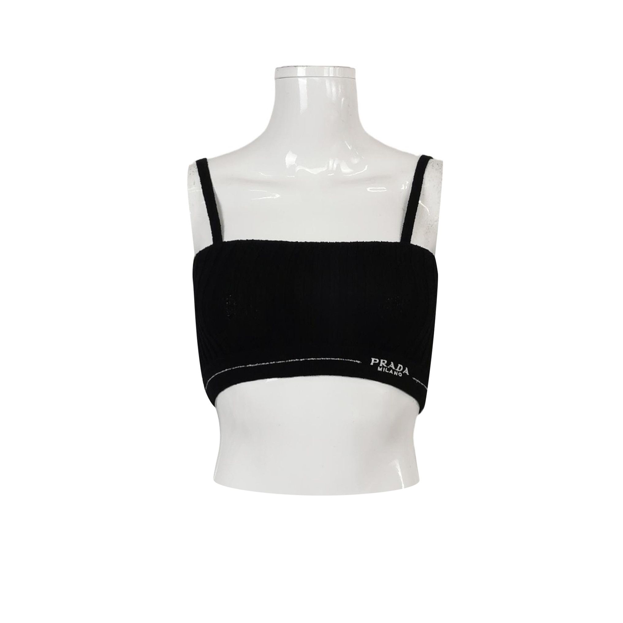 Prada Prada Logo Ribbed Crop Tank Top Size 36 Size XS / US 0-2 / IT 36-38 - 1 Thumbnail