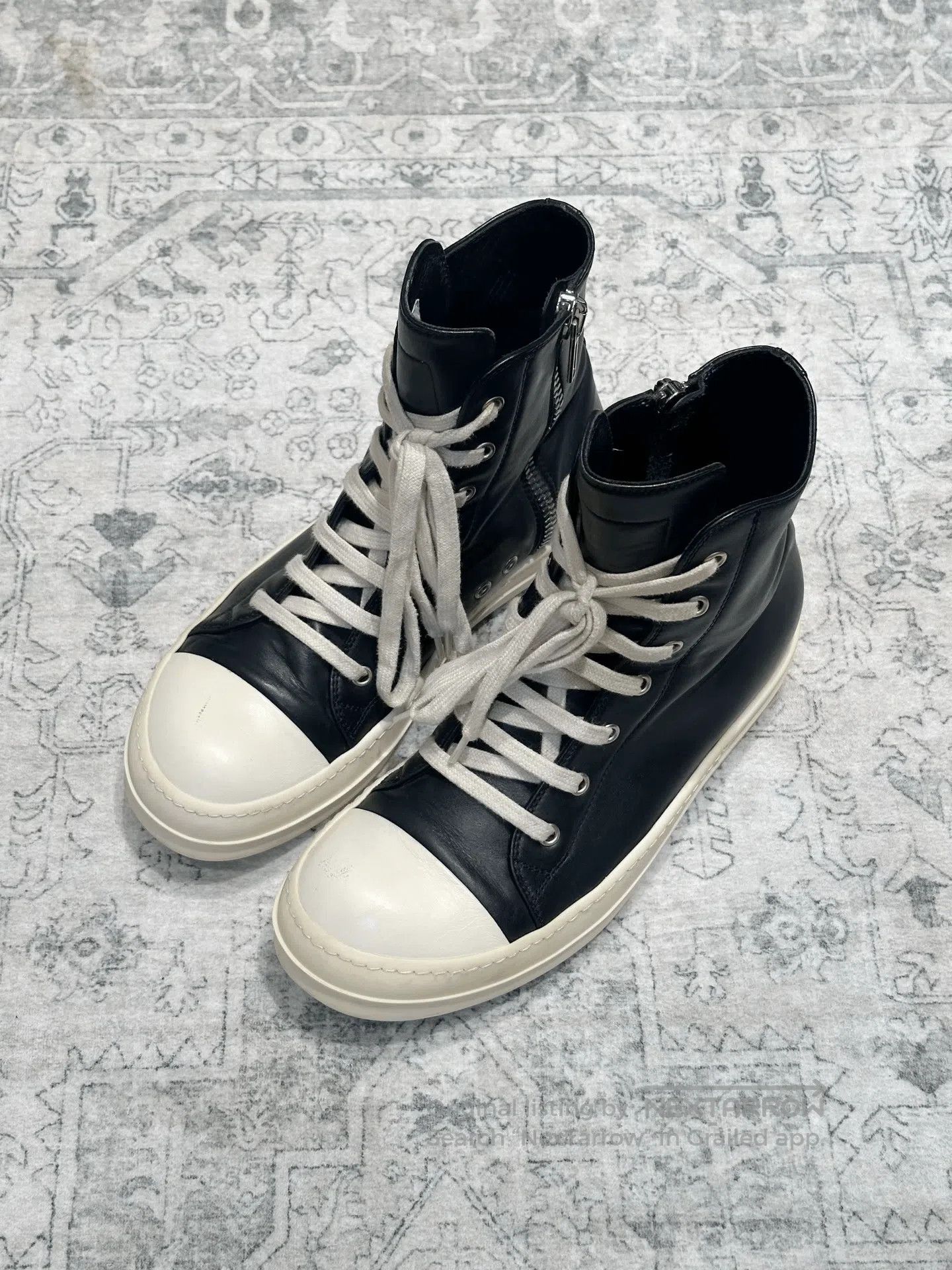 Rick Owens Rick Owens High-Top Leather Sneakers. Size US 7 / EU 40 - 3 Thumbnail