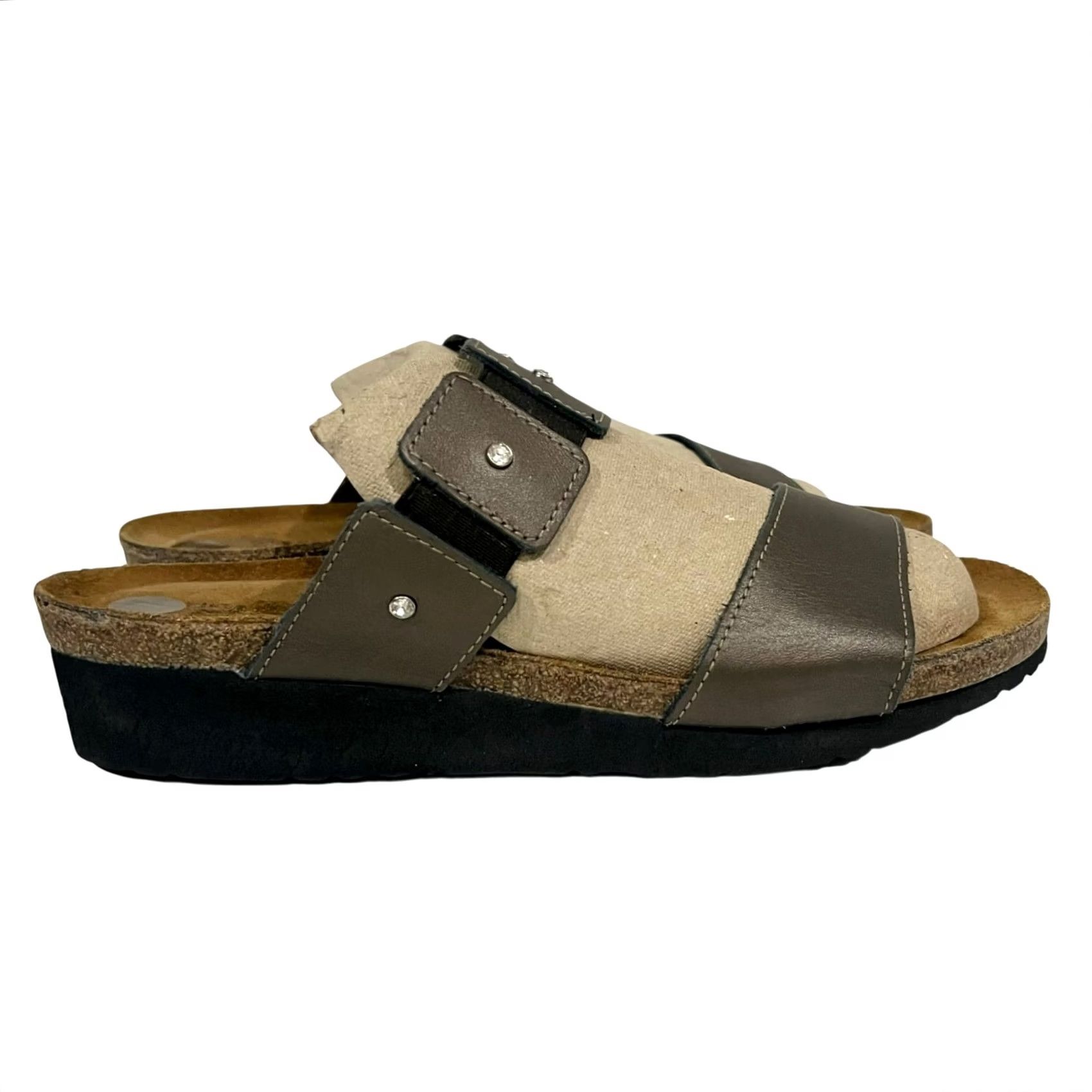 Vintage Naot Ashley Sandal womens EUR 42 US 11 Brown w/ Rhinestones Slide Wedge Cork Womens Shoes VINTAGE? Size US 11 / IT 41 - 2 Thumbnail