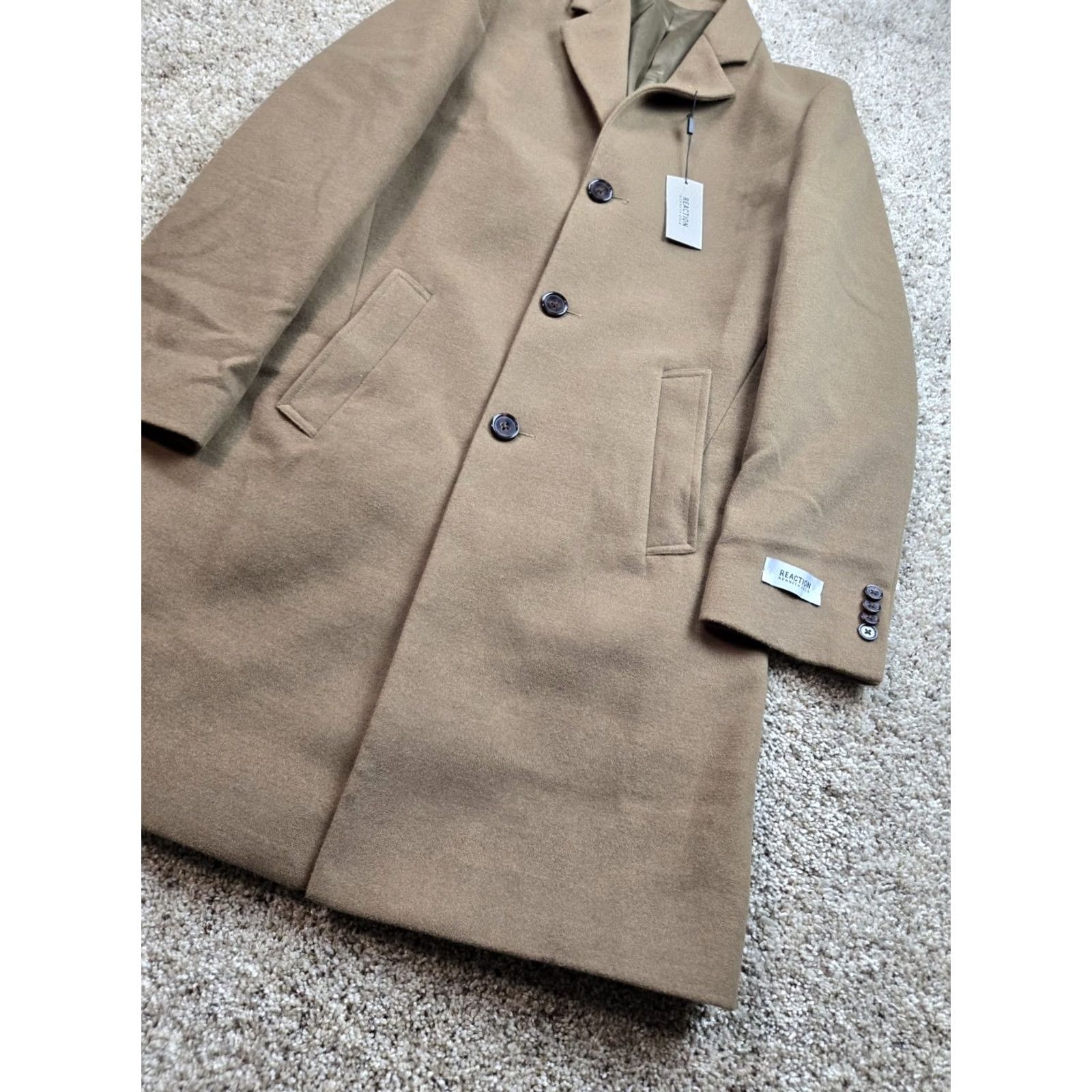 Kenneth Cole VINTAGE Kenneth Cole Reaction Overcoat Mens 36R Brown Stretch 3 Button Pockets NWT Size US XXS / EU 40 - 2 Thumbnail