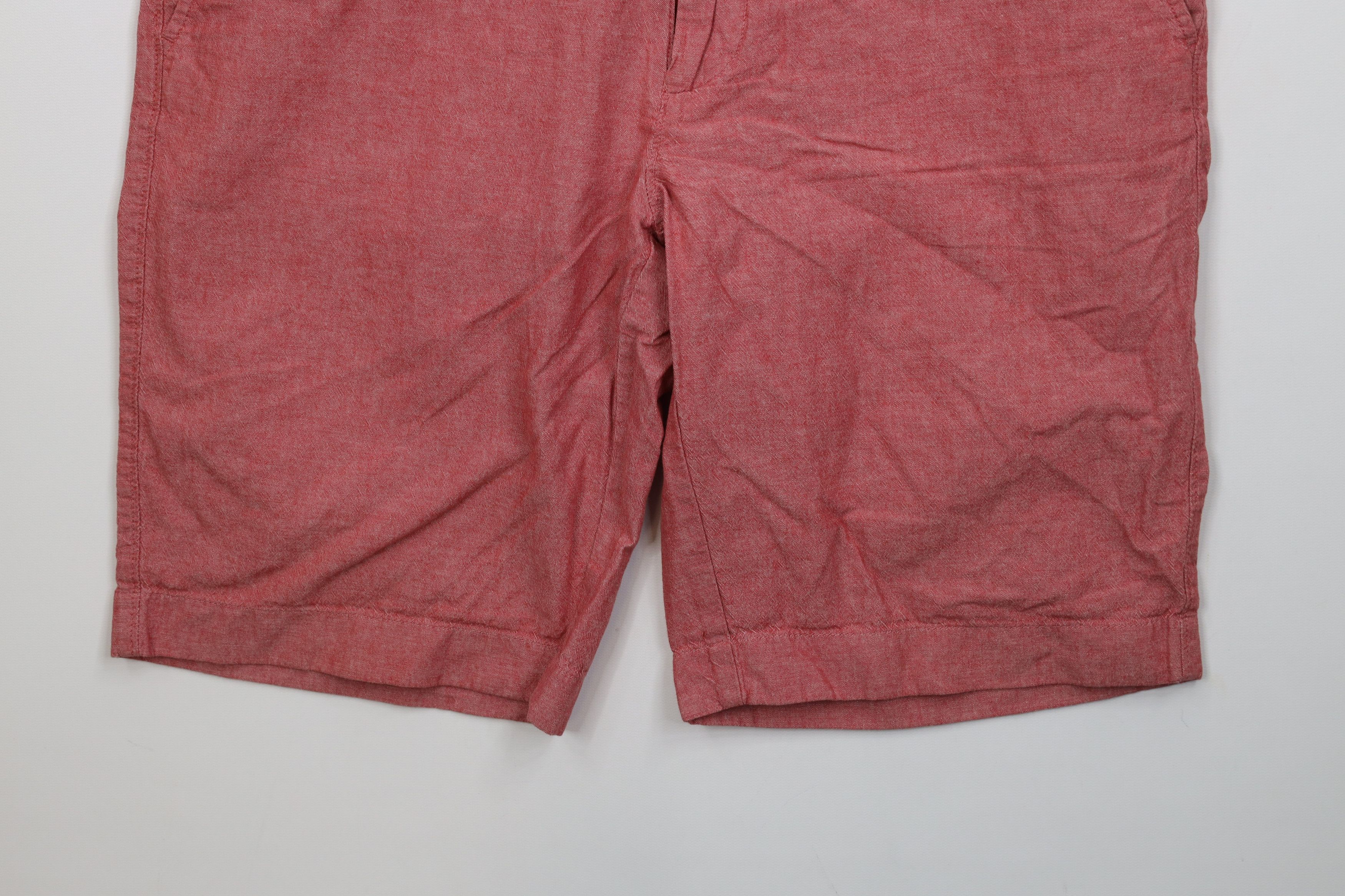 J.Crew J Crew Rivington Chambray Above Knee Chino Shorts Red Cotton Size US 31 - 4 Thumbnail